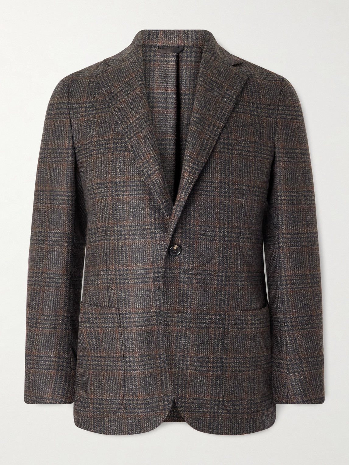 De Petrillo Posillipo Unstructured Prince Of Wales Checked Wool And Cashmere-blend Suit Jacket In Gray