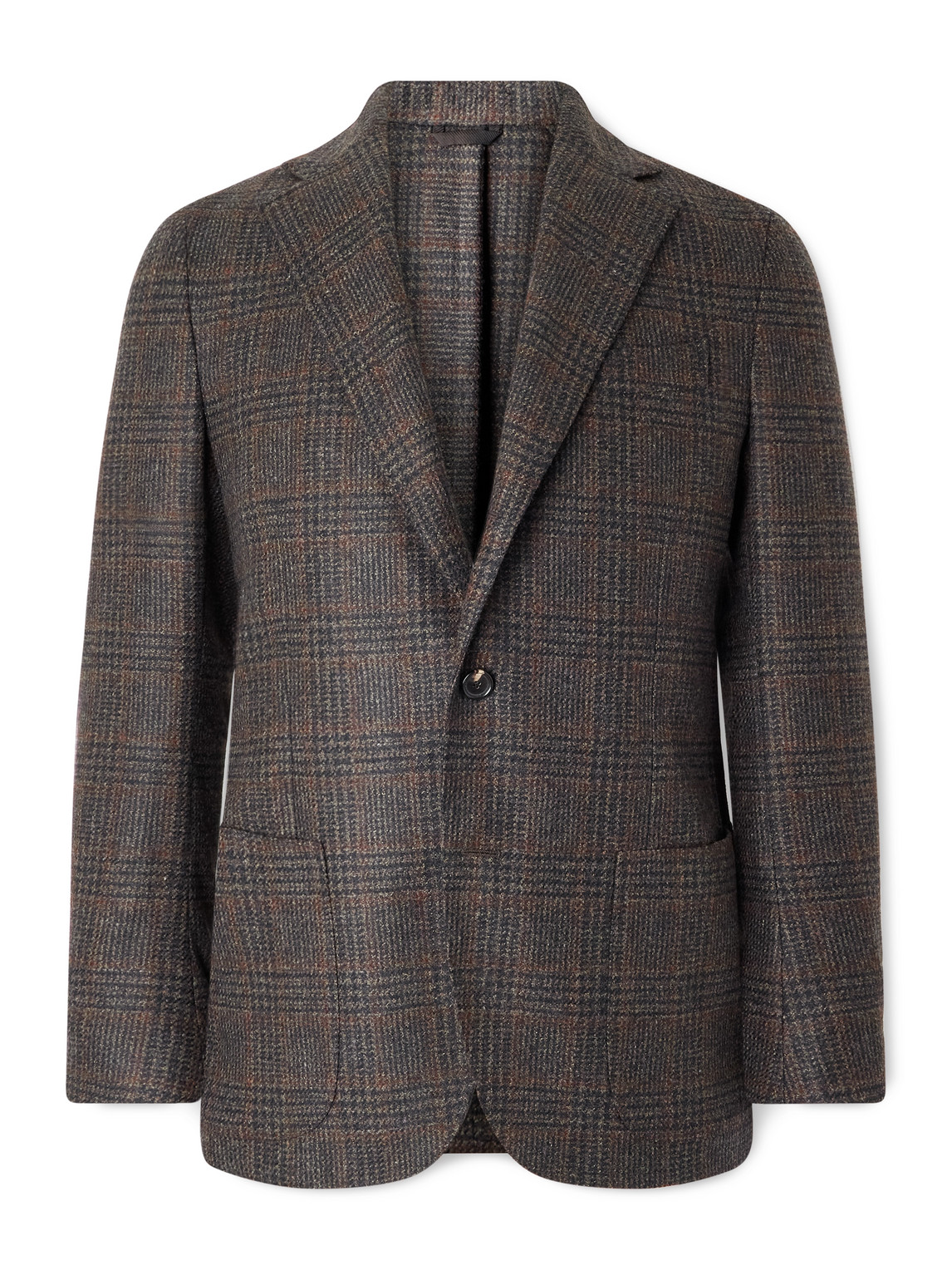 De Petrillo Posillipo Unstructured Prince Of Wales Checked Wool And Cashmere-blend Suit Jacket In Gray