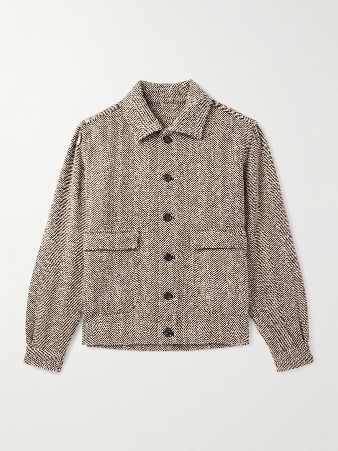 De Petrillo Herringbone Wool-blend Jacket In Brown