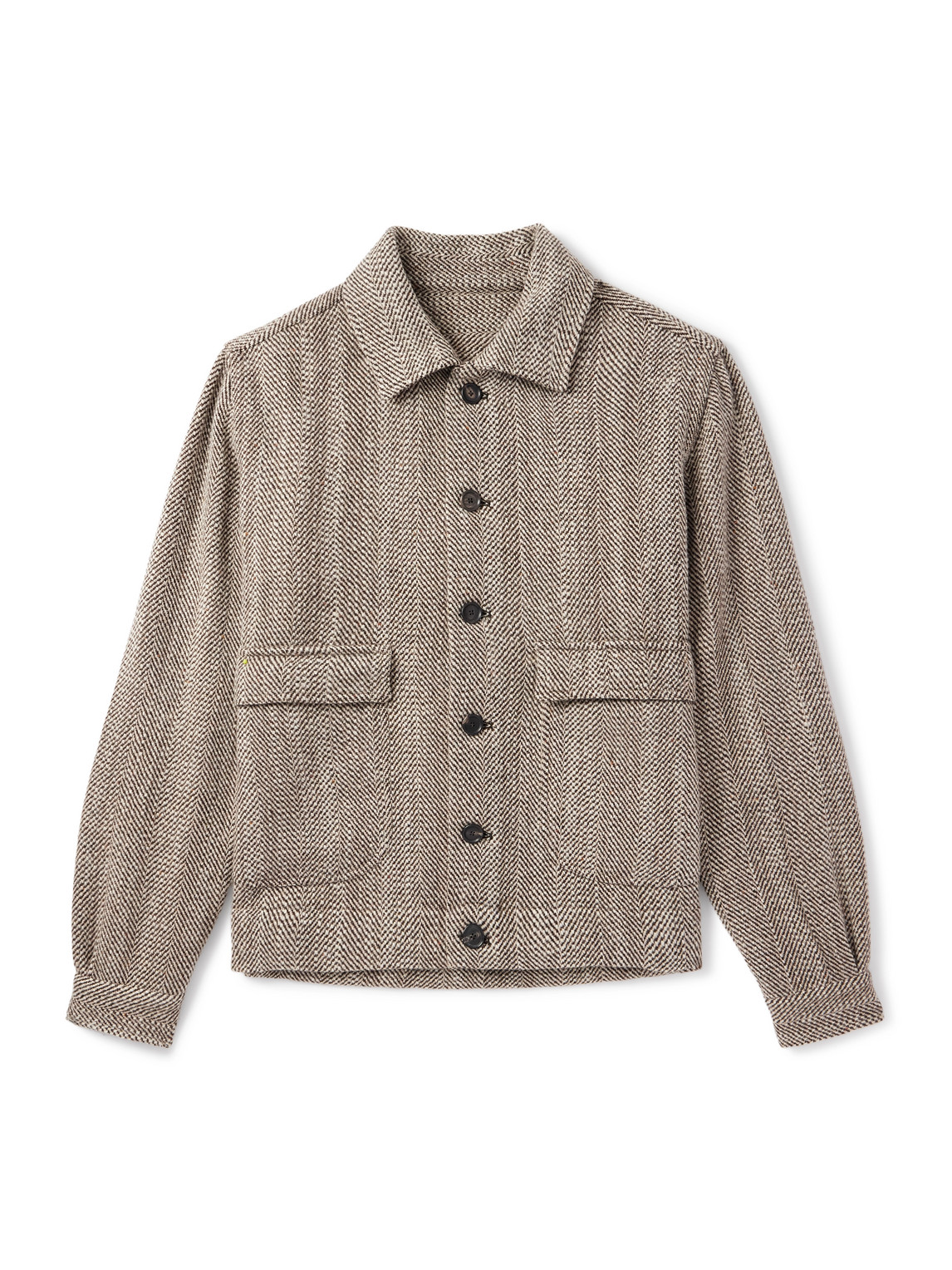 De Petrillo Herringbone Wool-blend Jacket In Brown
