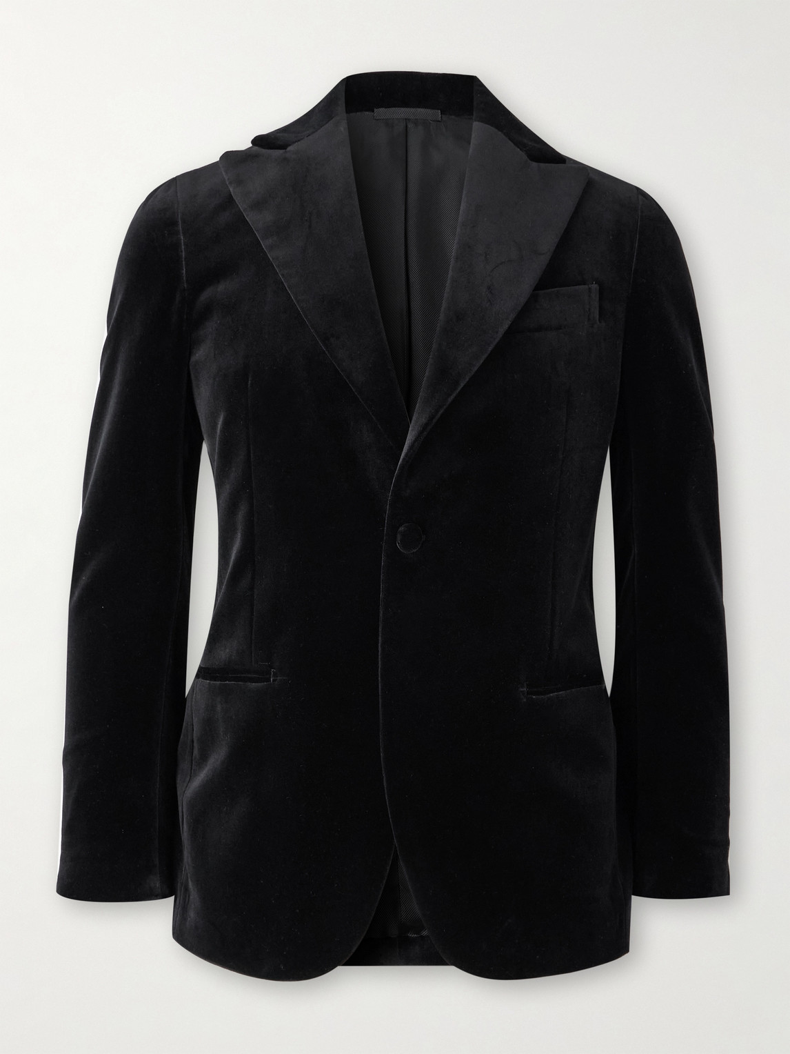 De Petrillo Vomero Cotton-velvet Tuxedo Jacket In Black