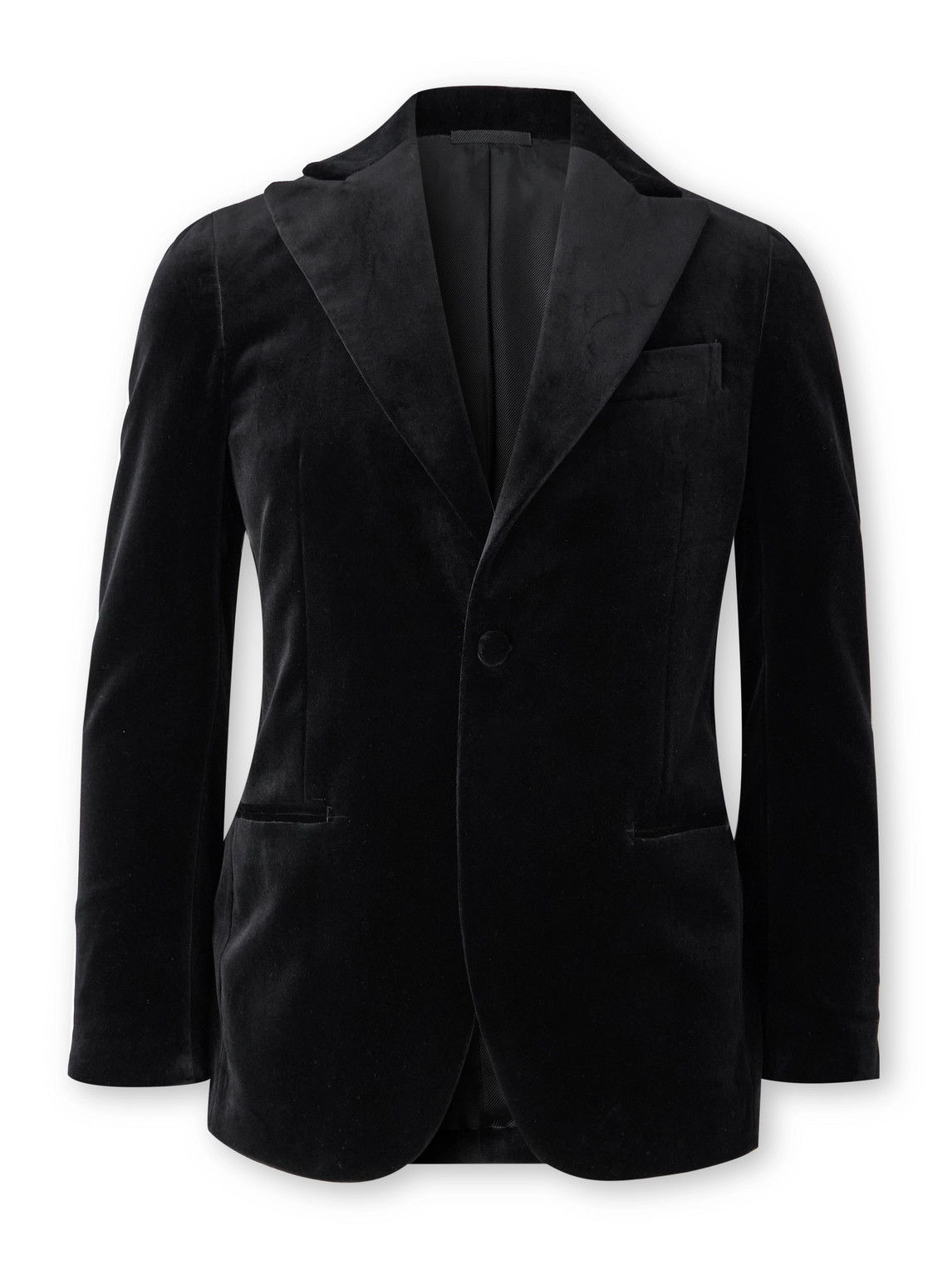 De Petrillo Vomero Cotton-velvet Tuxedo Jacket In Black