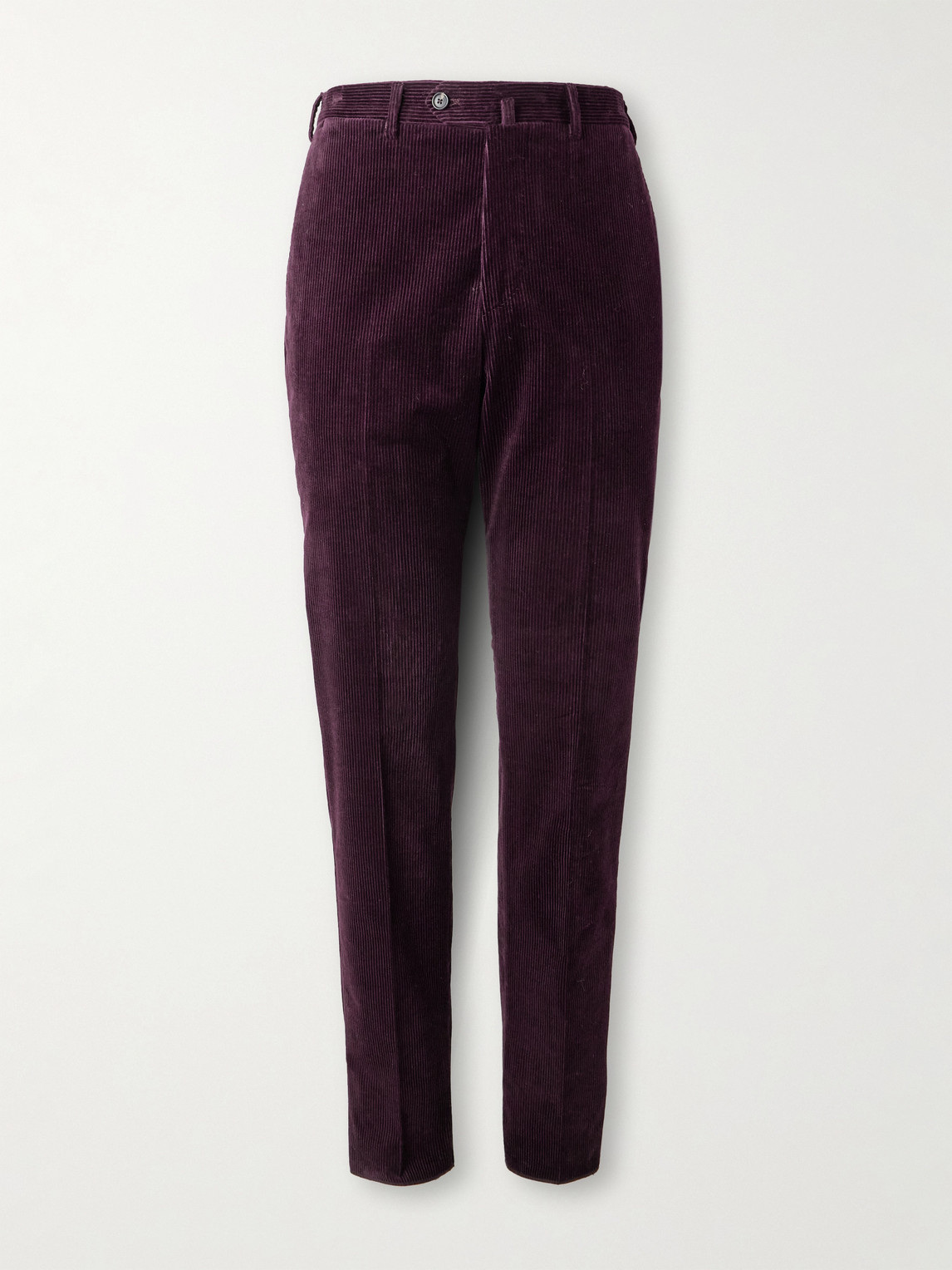De Petrillo Slim-fit Stretch-cotton Corduroy Suit Trousers In Burgundy