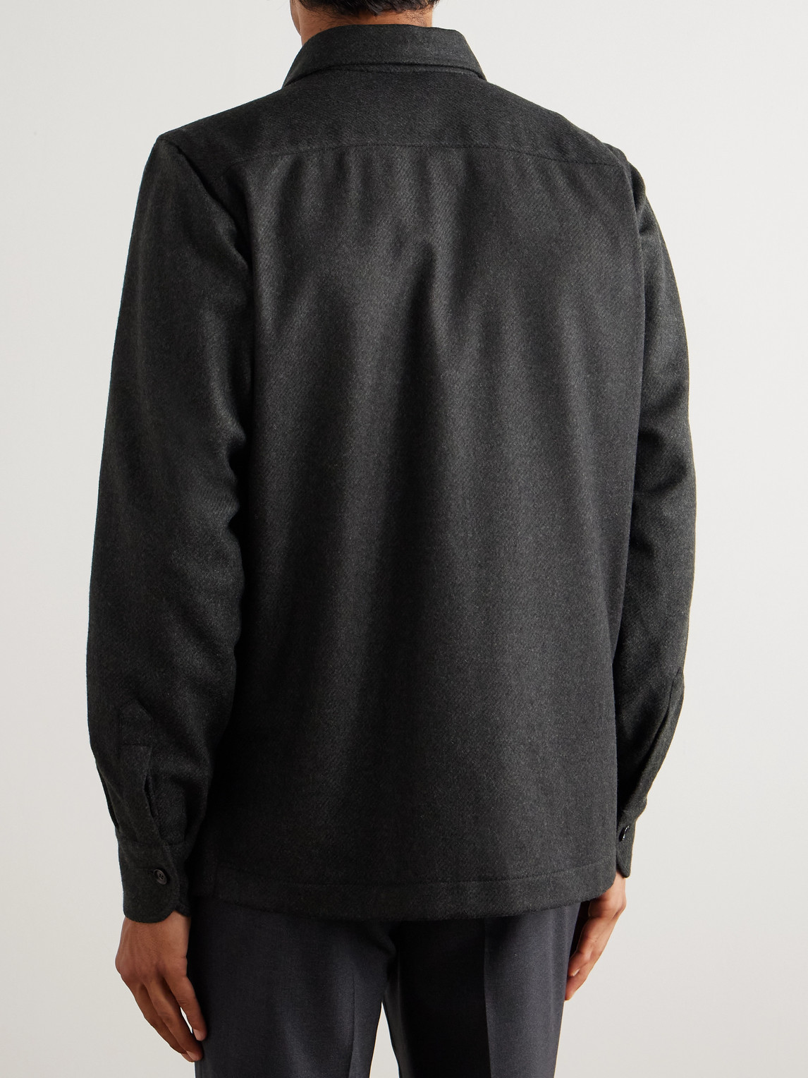 De Petrillo Wool And Cashmere-blend Overshirt In Gray
