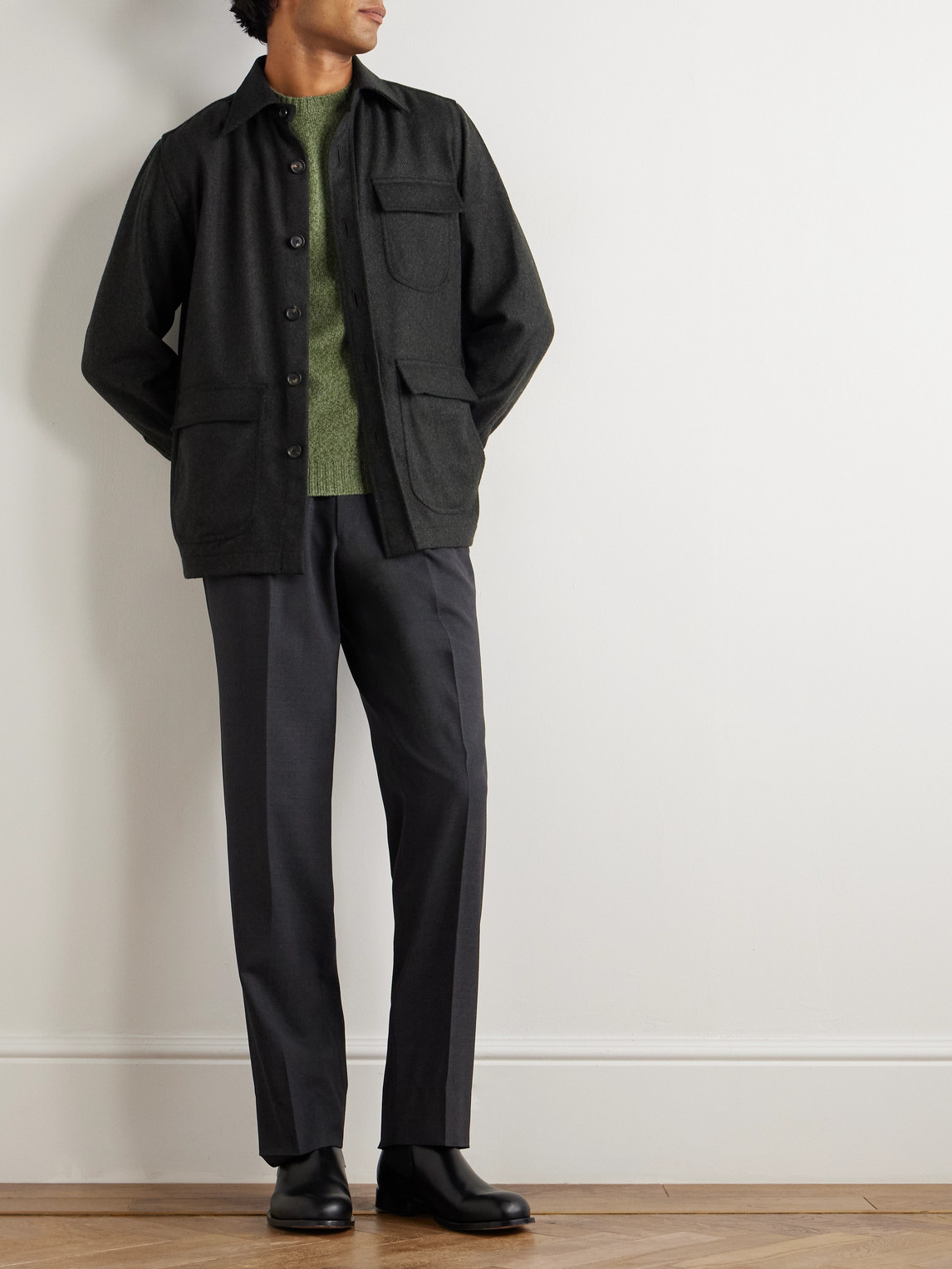 De Petrillo Wool And Cashmere-blend Overshirt In Gray