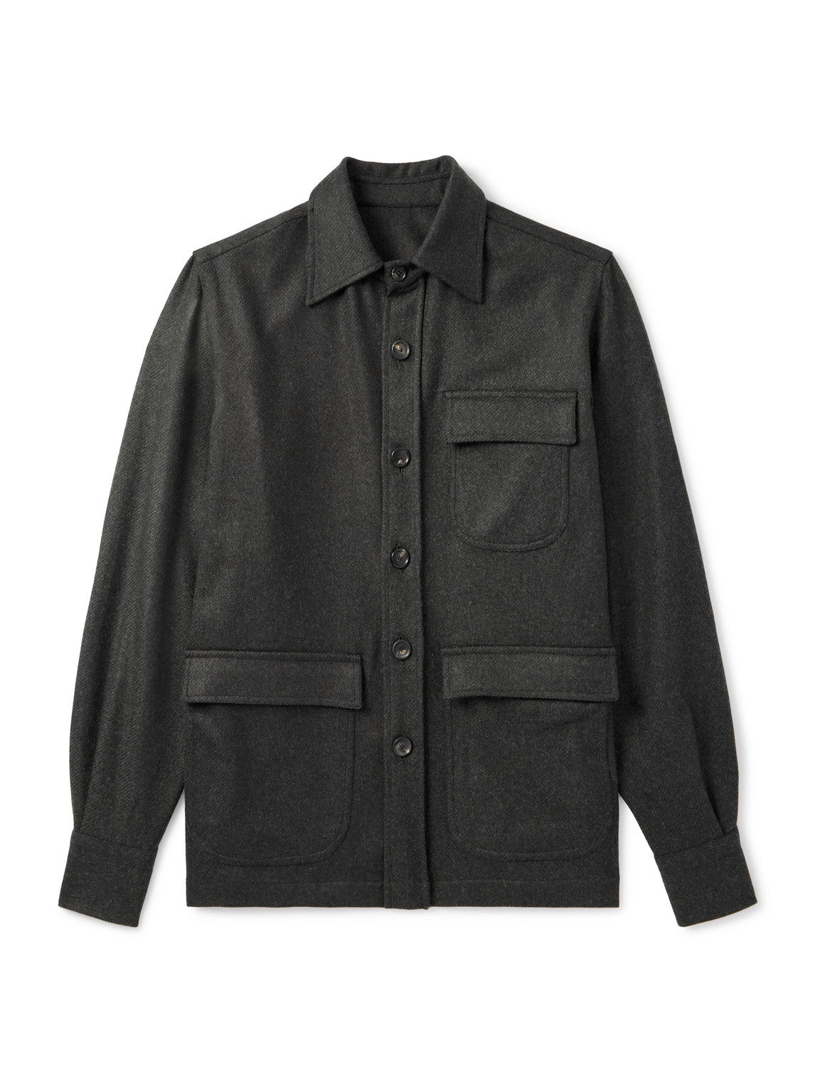 De Petrillo Wool And Cashmere-blend Overshirt In Gray