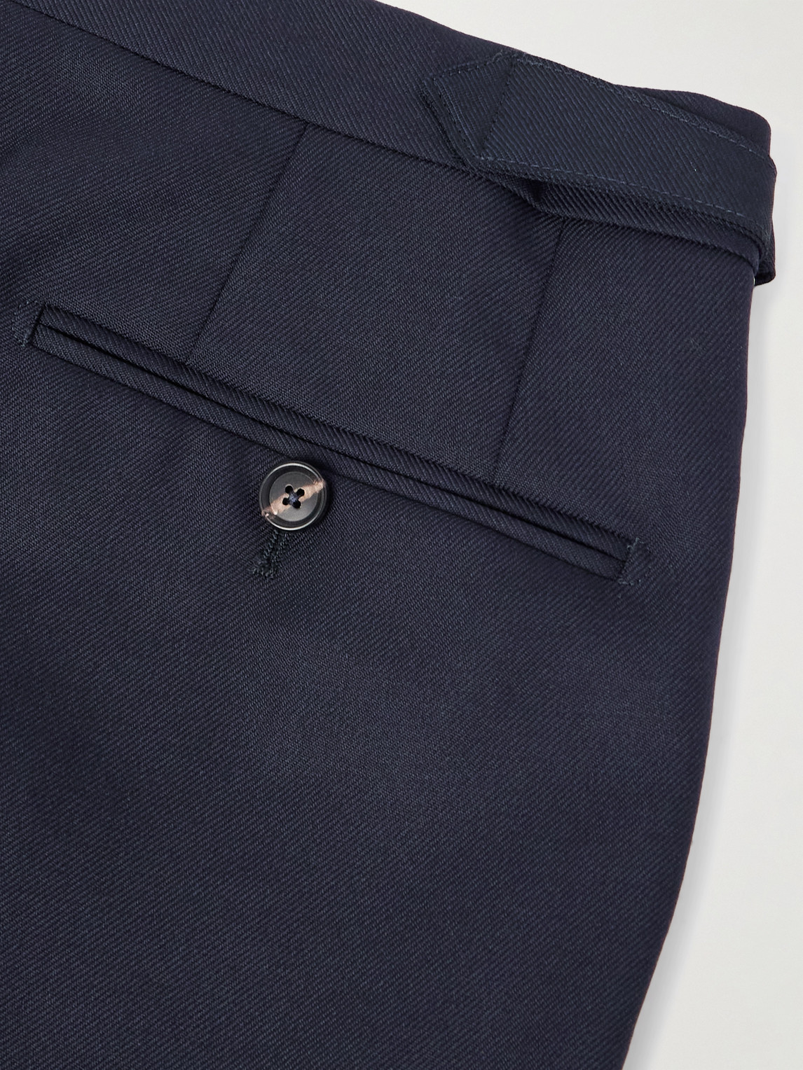 De Petrillo Slim-fit Tapered Pleated Wool-twill Suit Trousers In Blue