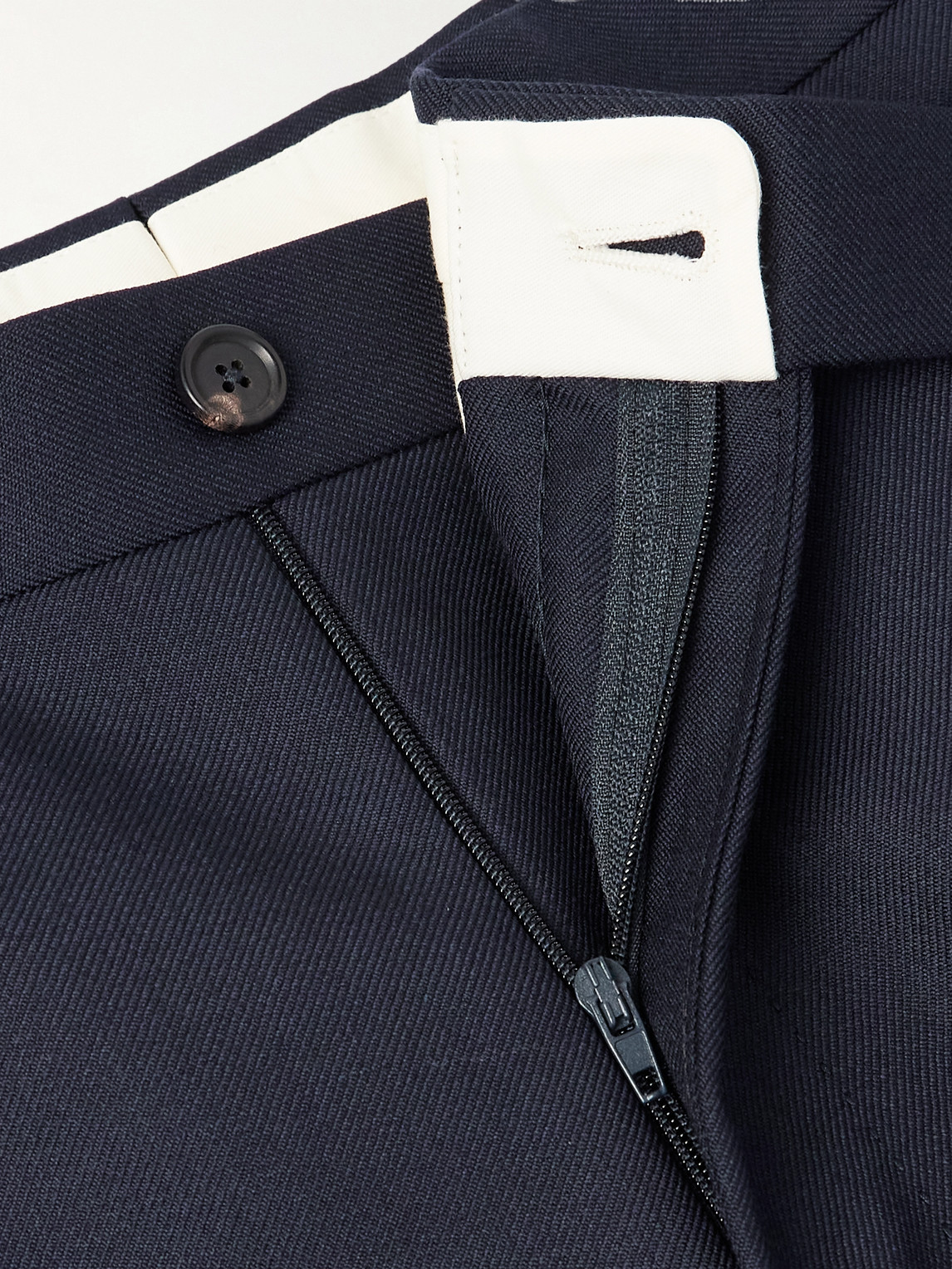 De Petrillo Slim-fit Tapered Pleated Wool-twill Suit Trousers In Blue