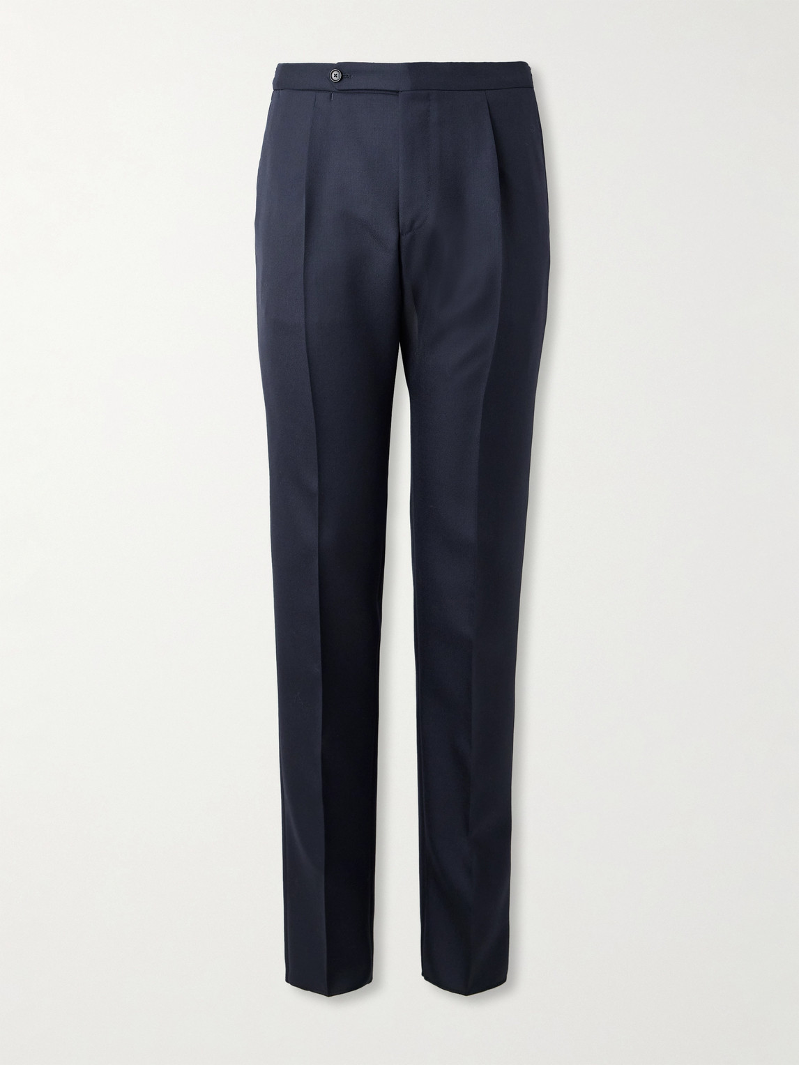 De Petrillo Slim-fit Tapered Pleated Wool-twill Suit Trousers In Blue