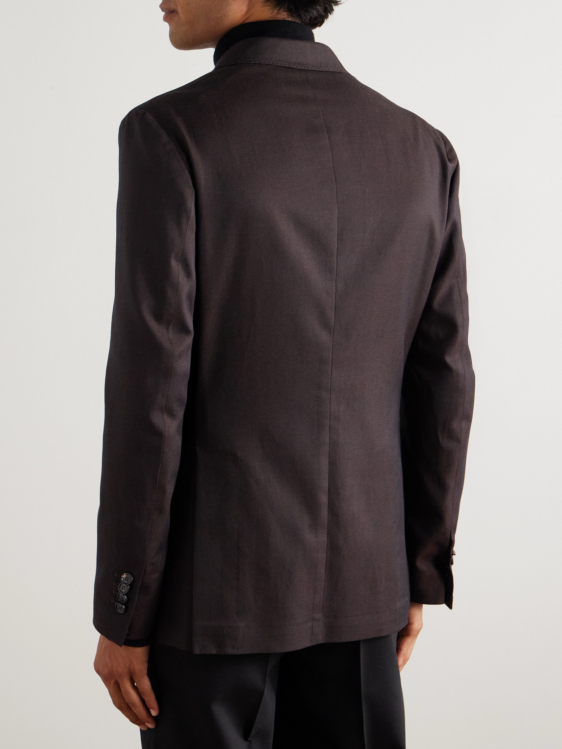 De Petrillo Vesuvio Cotton And Silk-blend Twill Suit Jacket In Brown