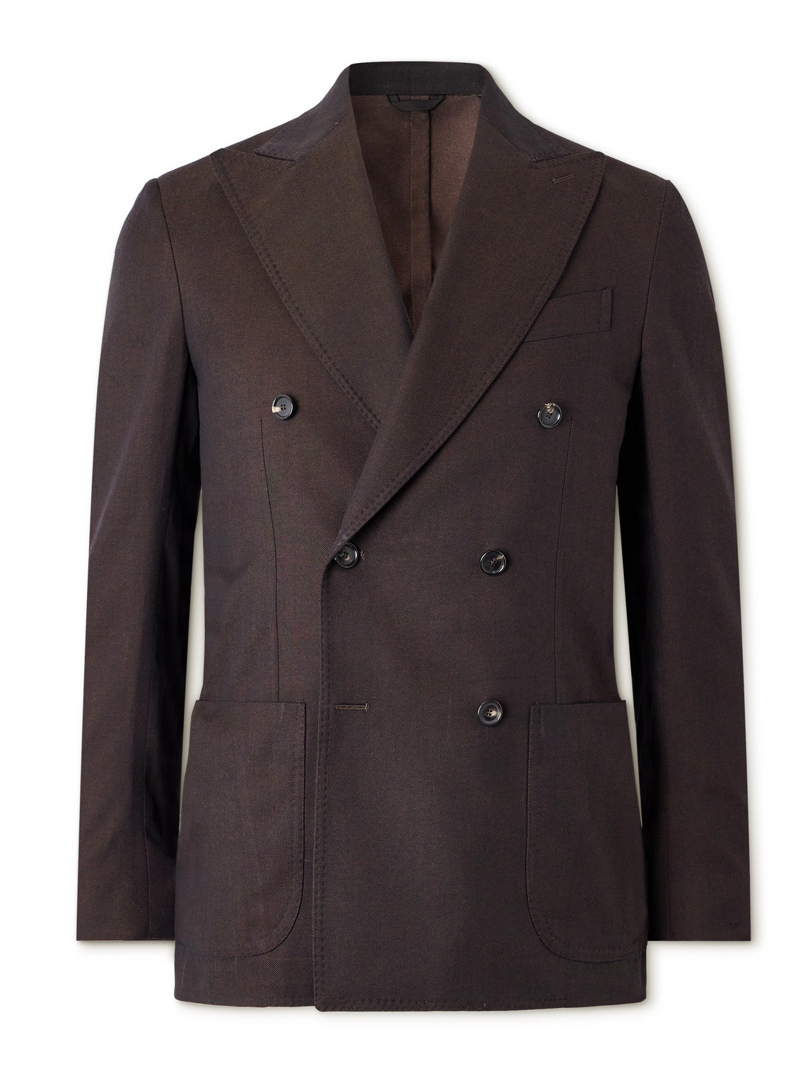 De Petrillo Vesuvio Cotton And Silk-blend Twill Suit Jacket In Brown