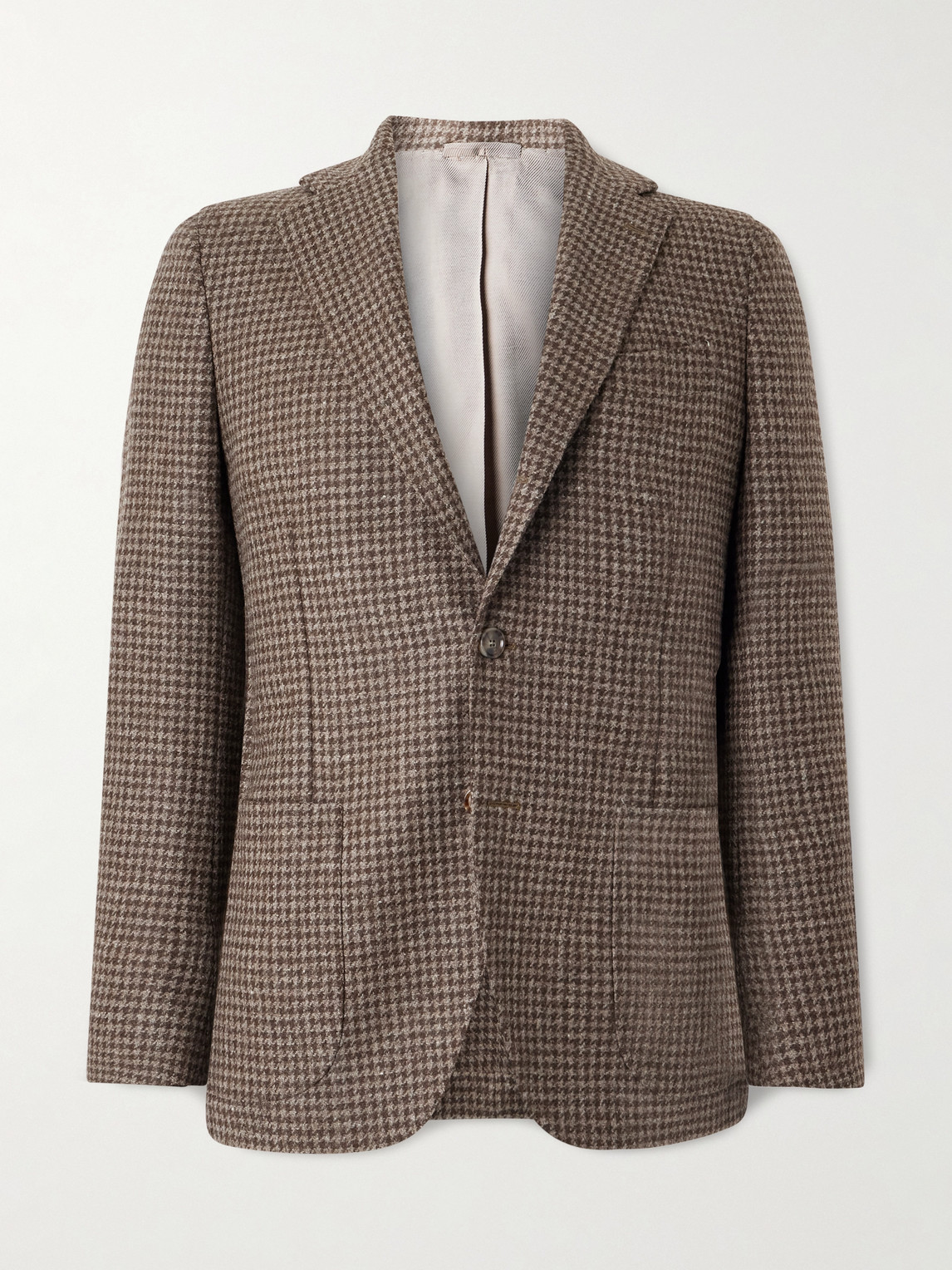 De Petrillo Posillipo Houndstooth Wool-tweed Blazer In Brown