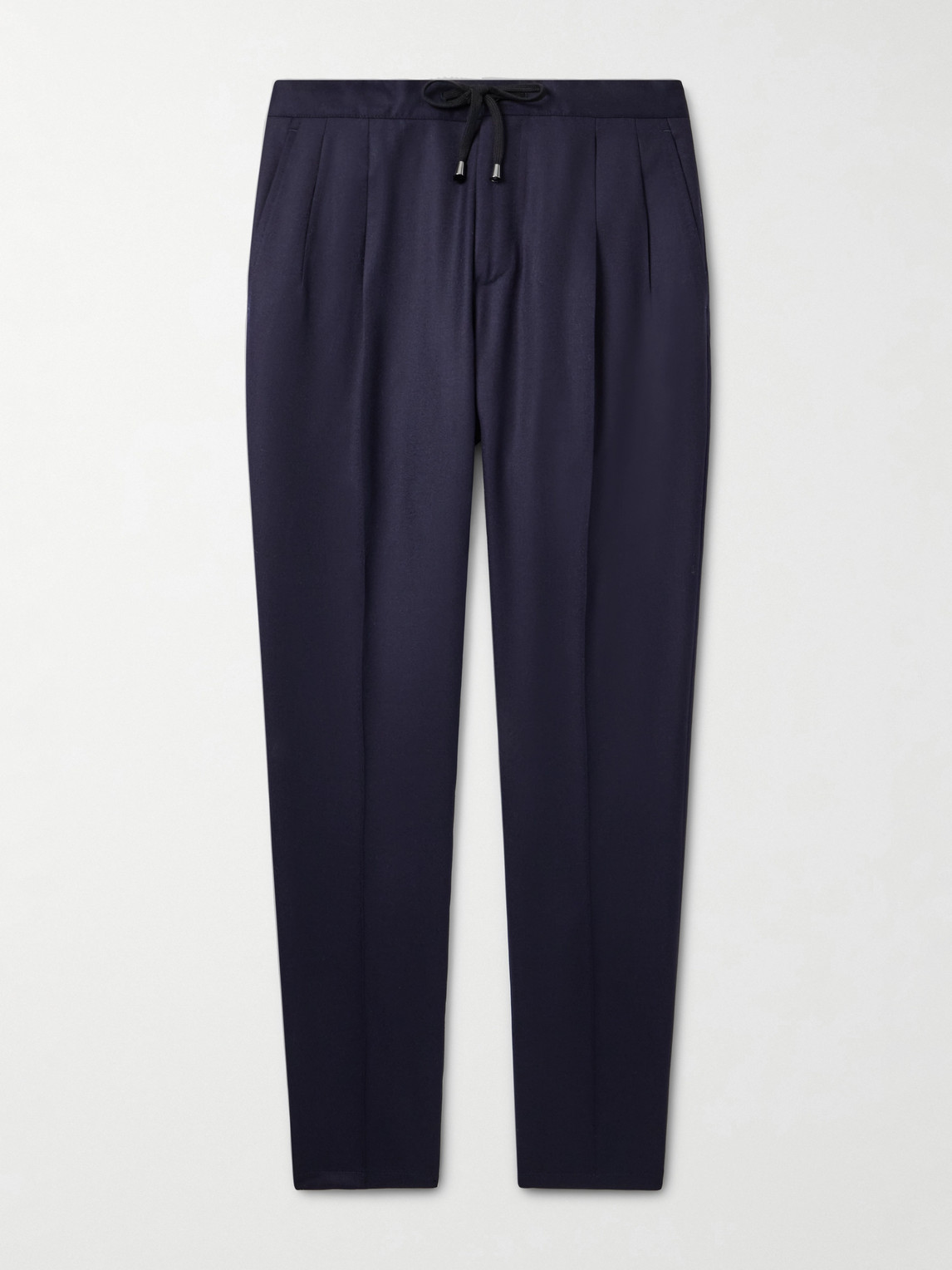 De Petrillo Straight-leg Wool-blend Drawstring Trousers In Blue