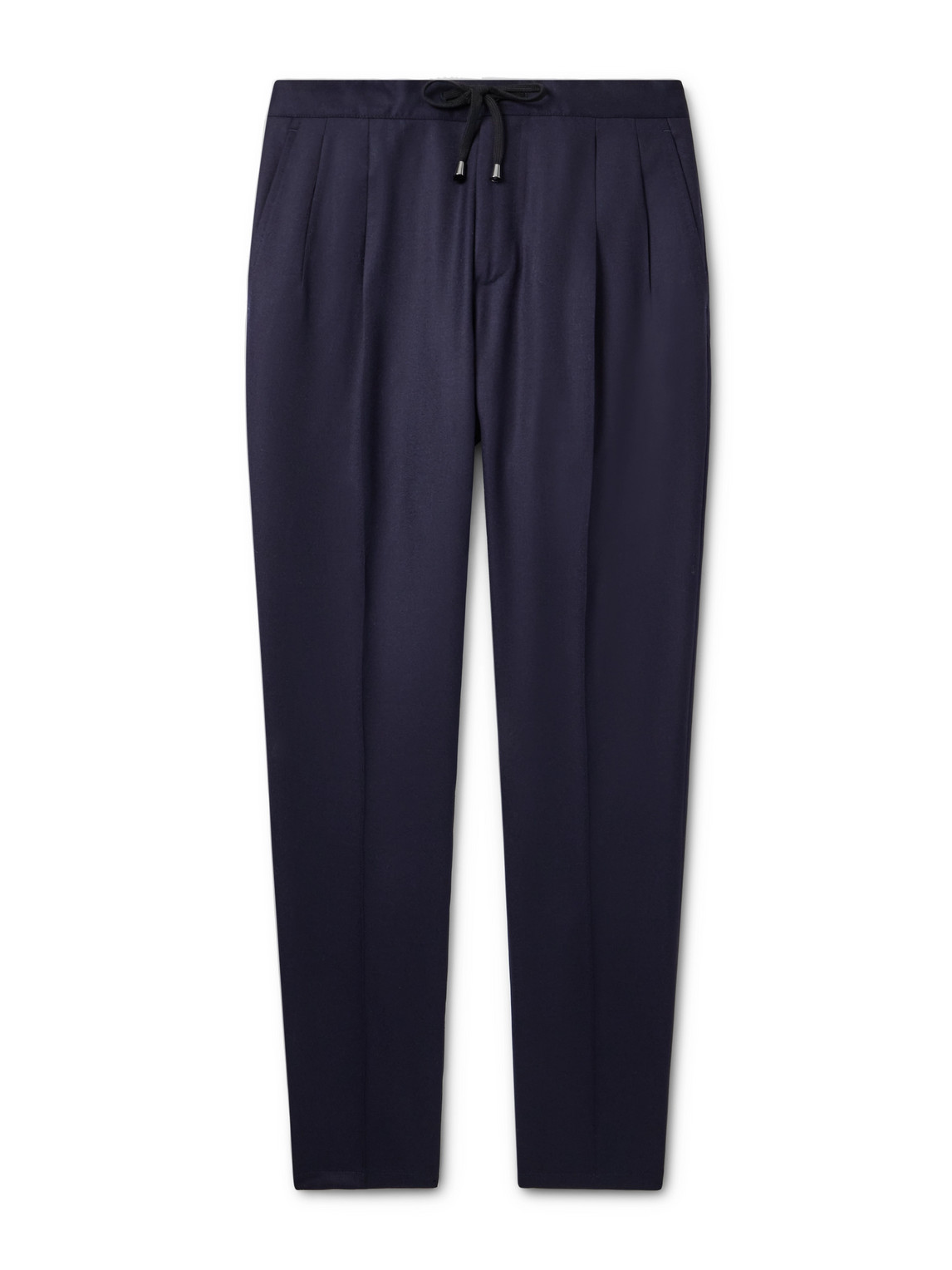 De Petrillo Straight-leg Wool-blend Drawstring Trousers In Blue