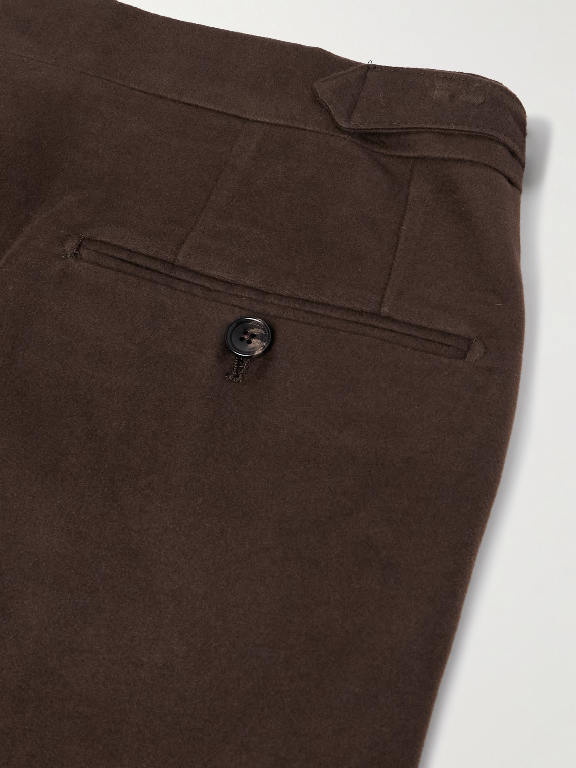 De Petrillo Slim-fit Tapered Cotton-moleskin Suit Trousers In Brown