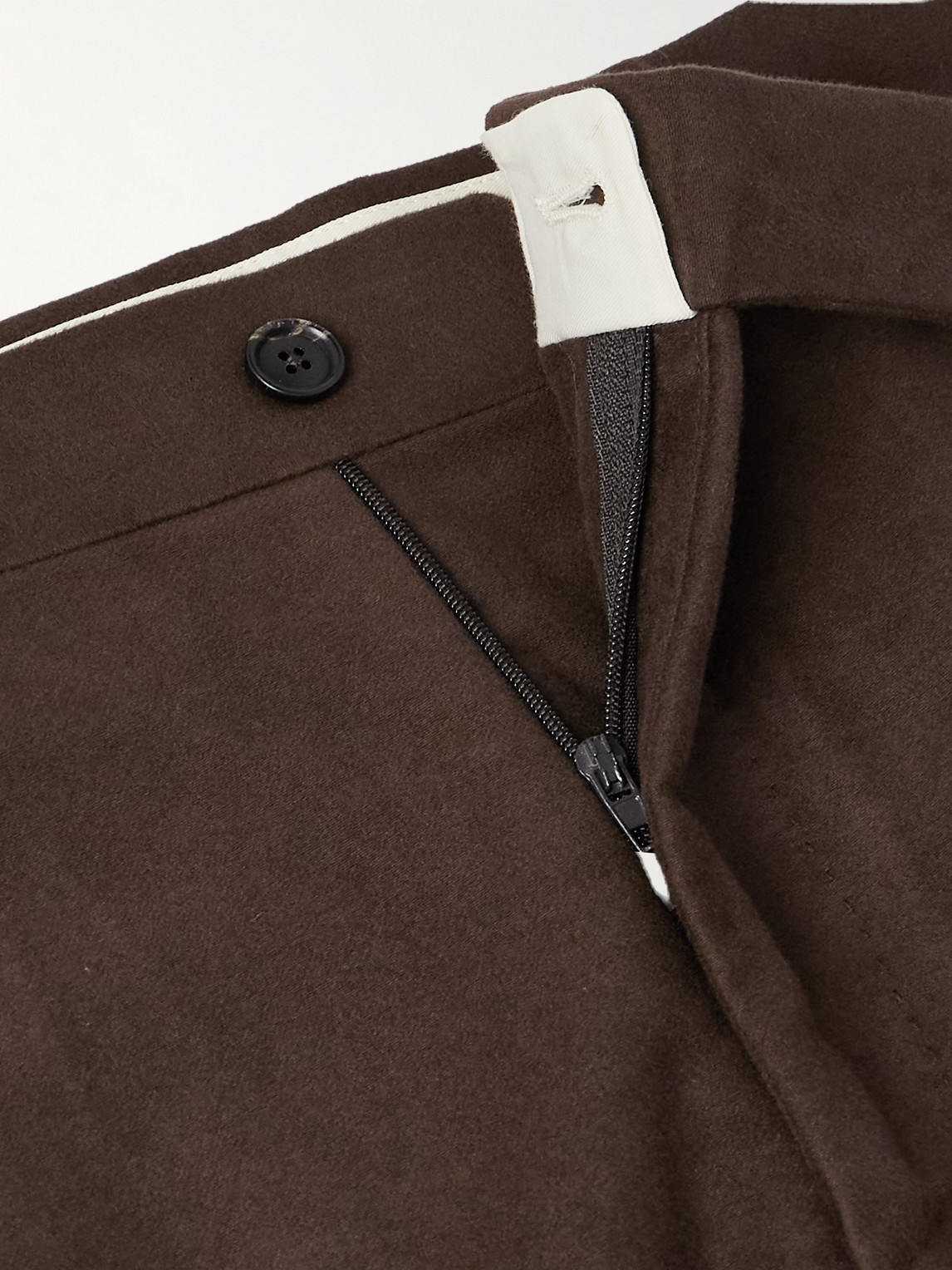 De Petrillo Slim-fit Tapered Cotton-moleskin Suit Trousers In Brown