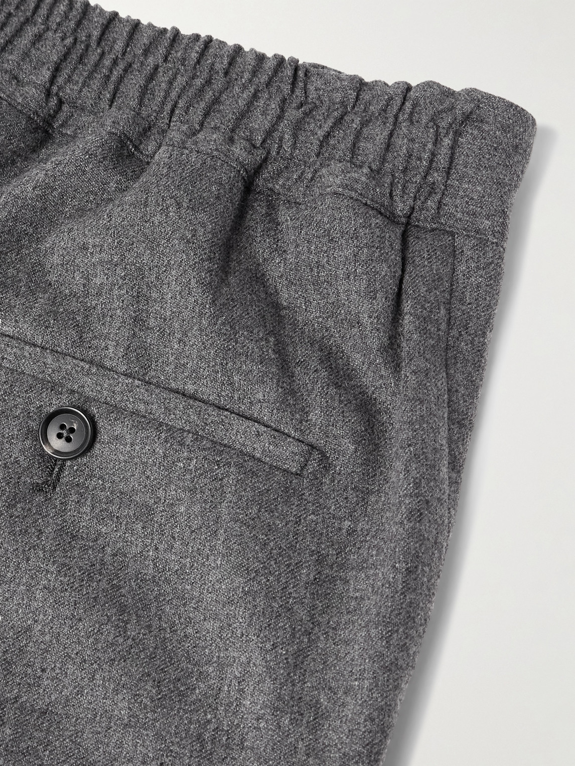 De Petrillo Tapered Pleated Wool And Cashmere-blend Flannel Trousers In Gray