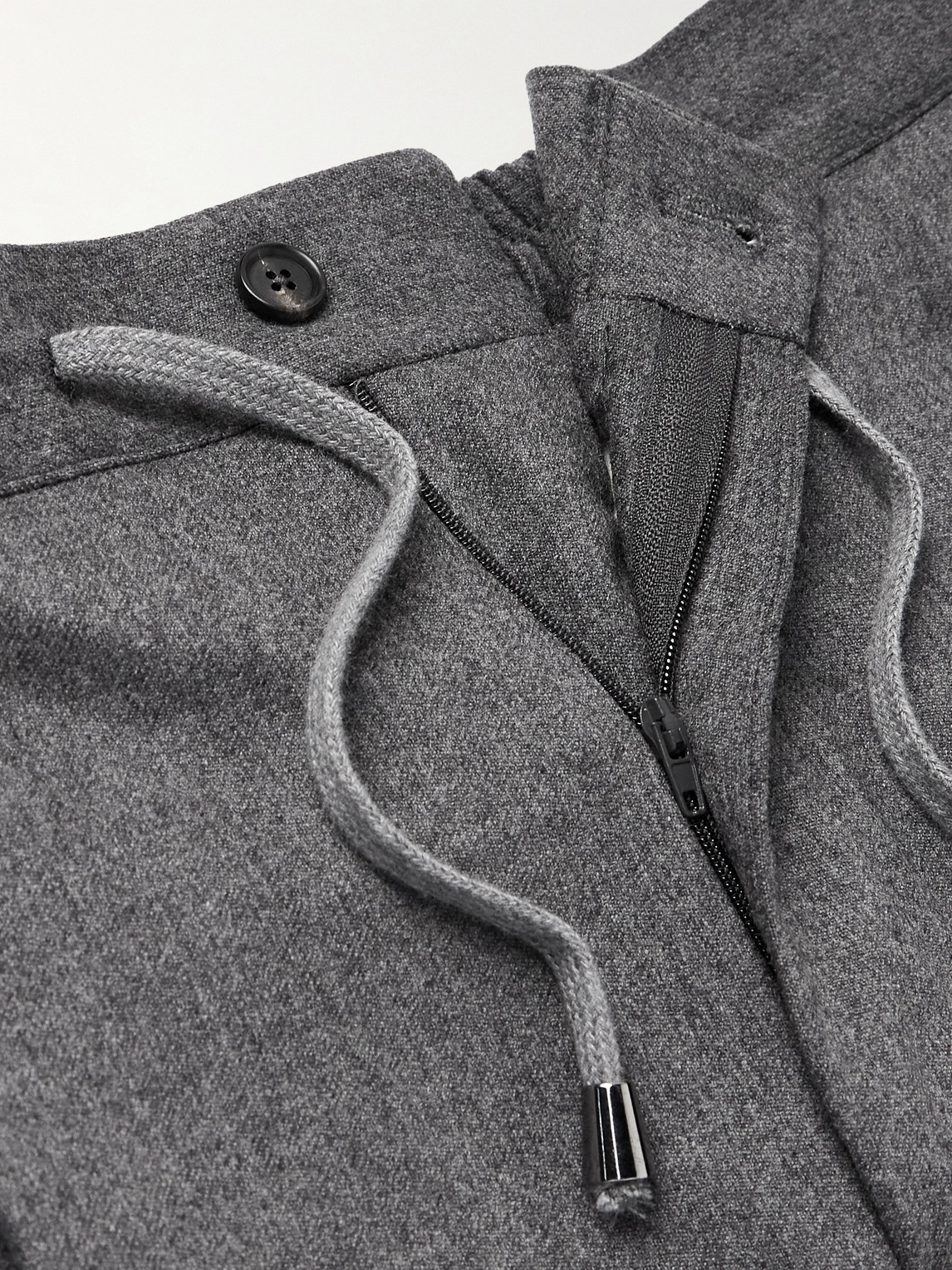 De Petrillo Tapered Pleated Wool And Cashmere-blend Flannel Trousers In Gray