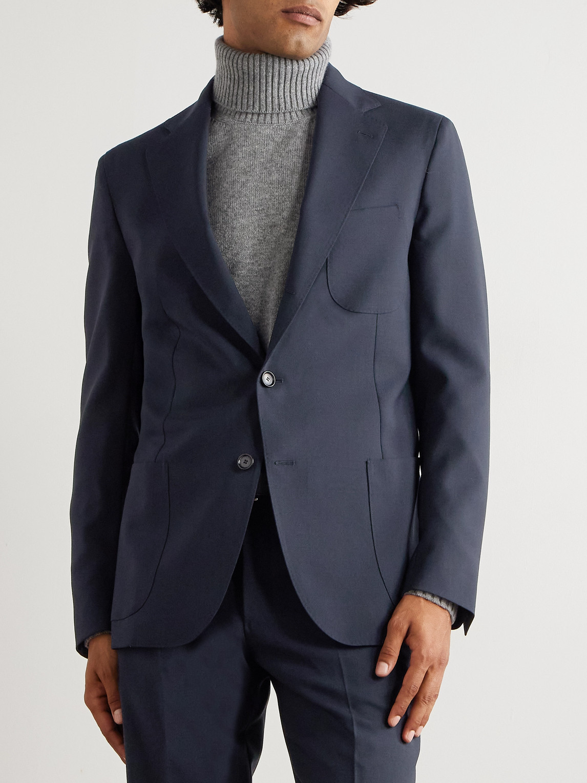De Petrillo Slim-fit Virgin Wool Twill Suit Jacket In Blue