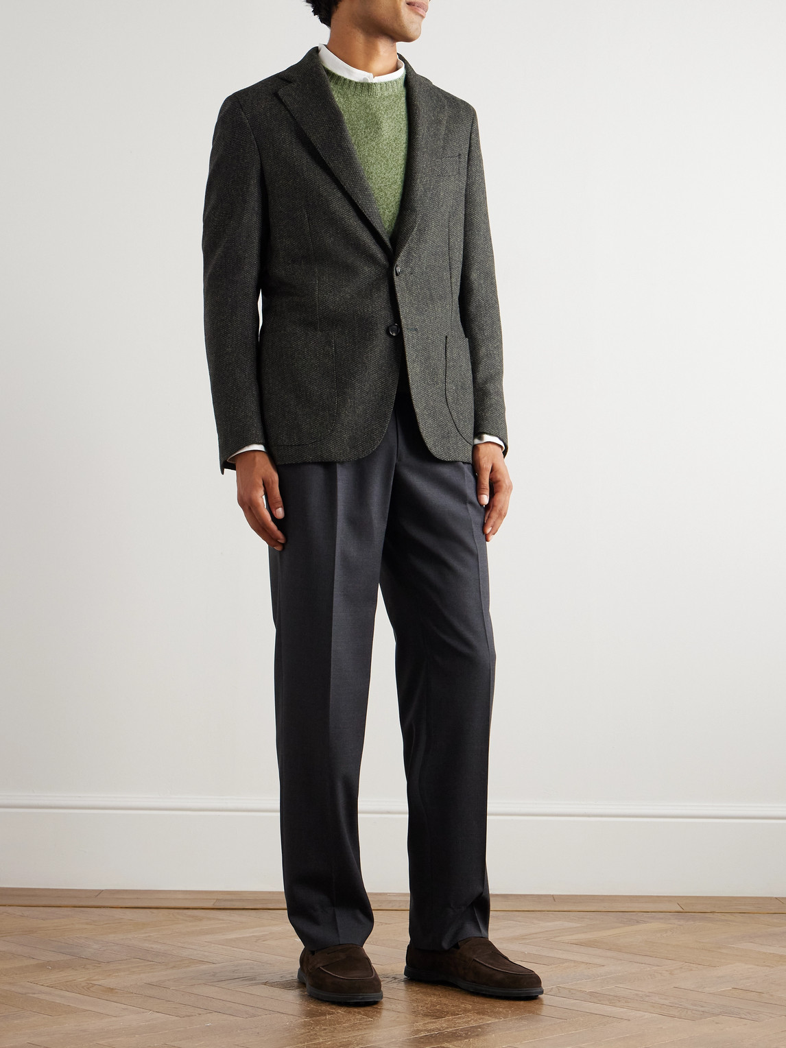 De Petrillo Posillipo Virgin Wool And Cashmere-blend Blazer In Gray