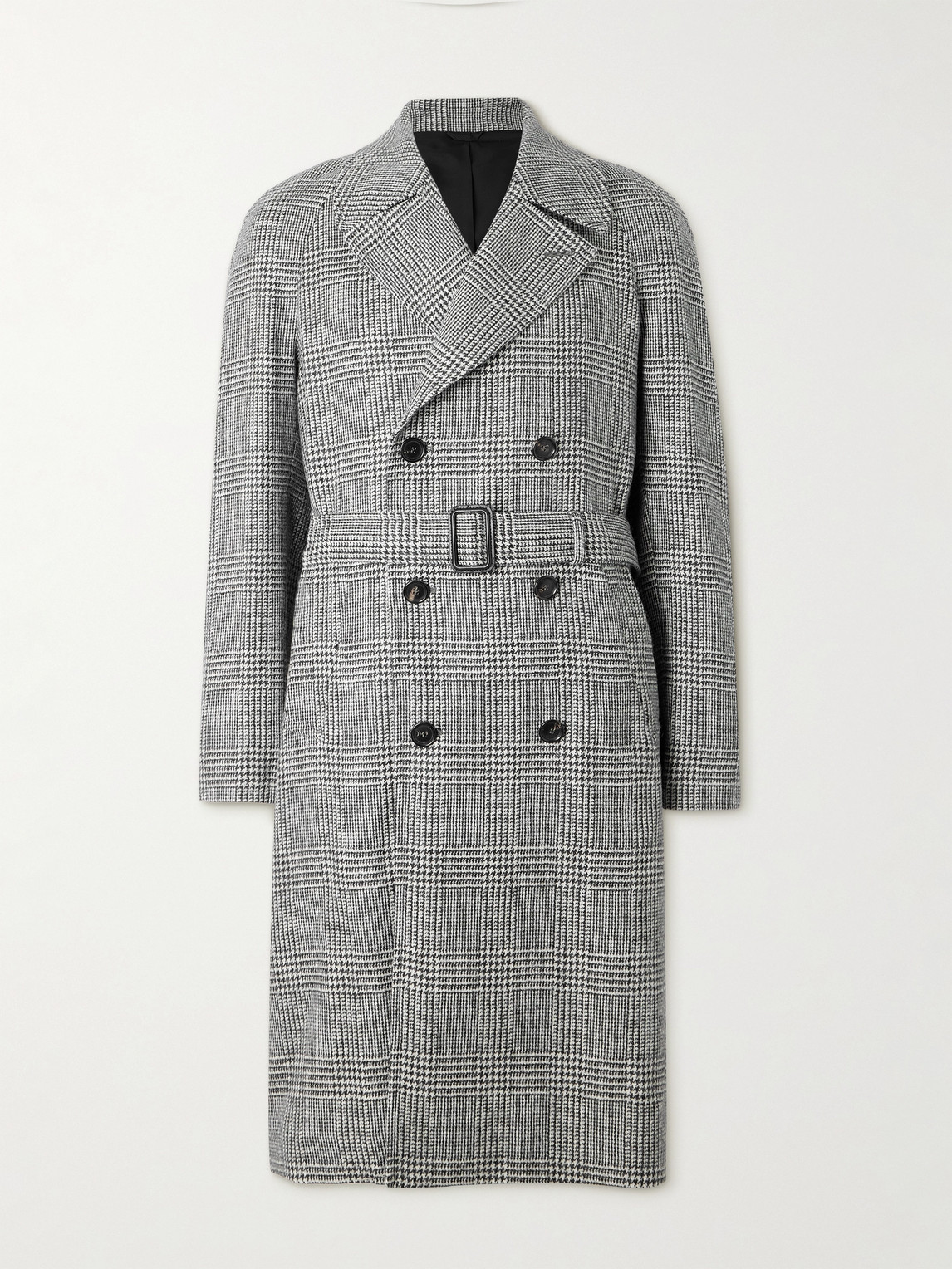 De Petrillo D'avalos Double-breasted Prince Of Wales Checked Alpaca Overcoat In Black