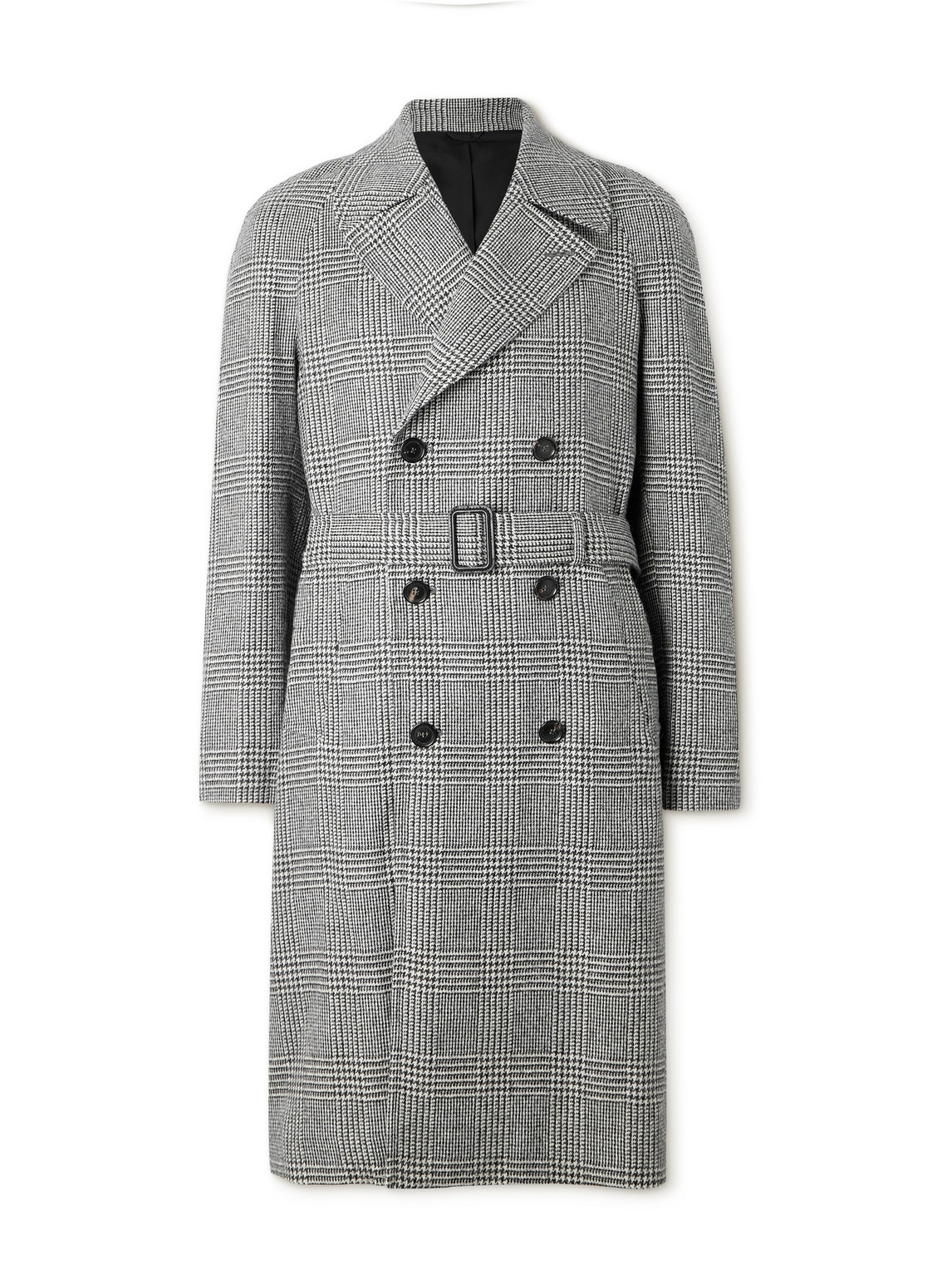 De Petrillo D'avalos Double-breasted Prince Of Wales Checked Alpaca Overcoat In Black