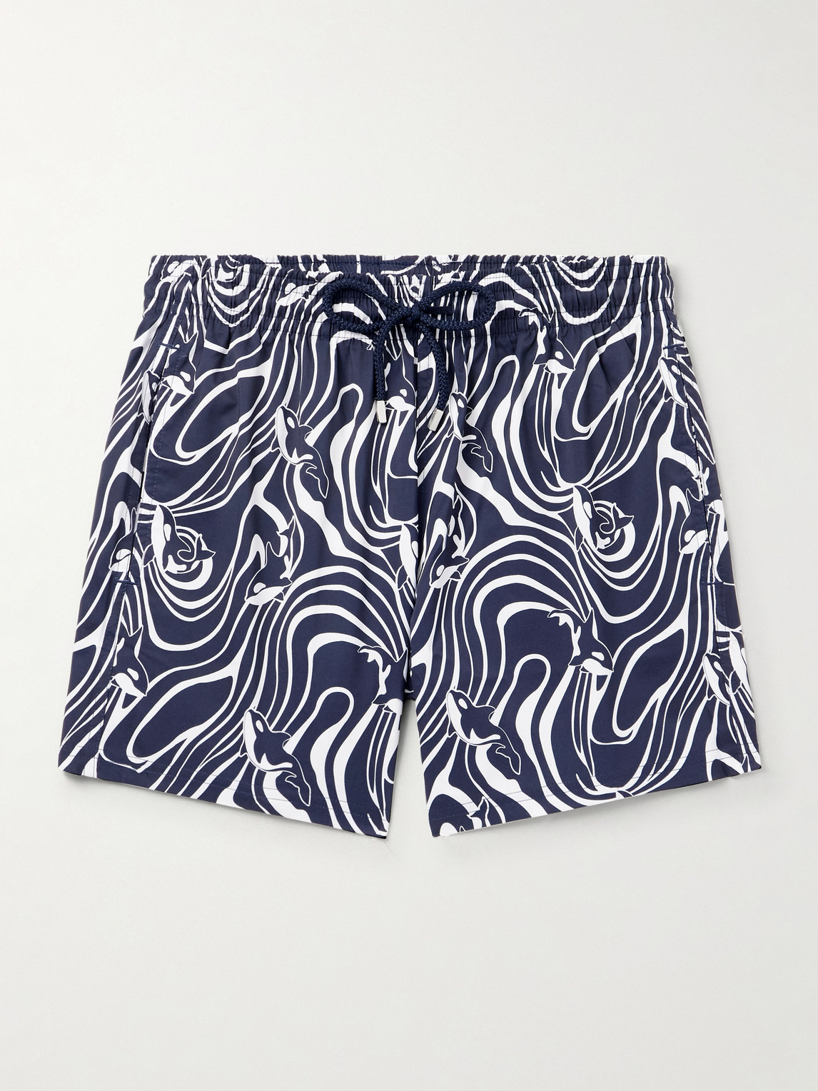 Vilebrequin Moorise Straight-leg Mid-length Printed Swim Shorts In Blue