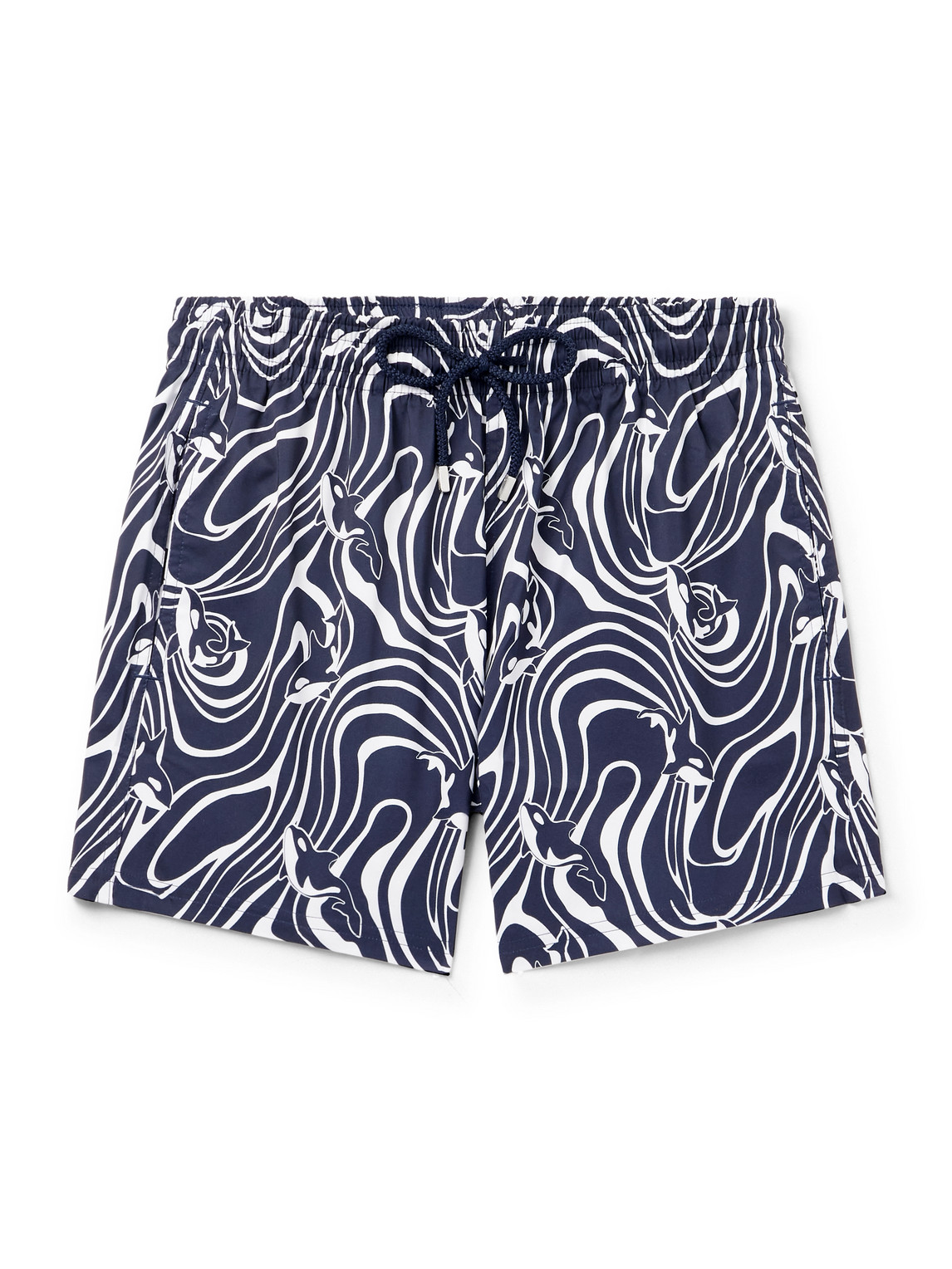 Vilebrequin Moorise Straight-leg Mid-length Printed Swim Shorts In Blue