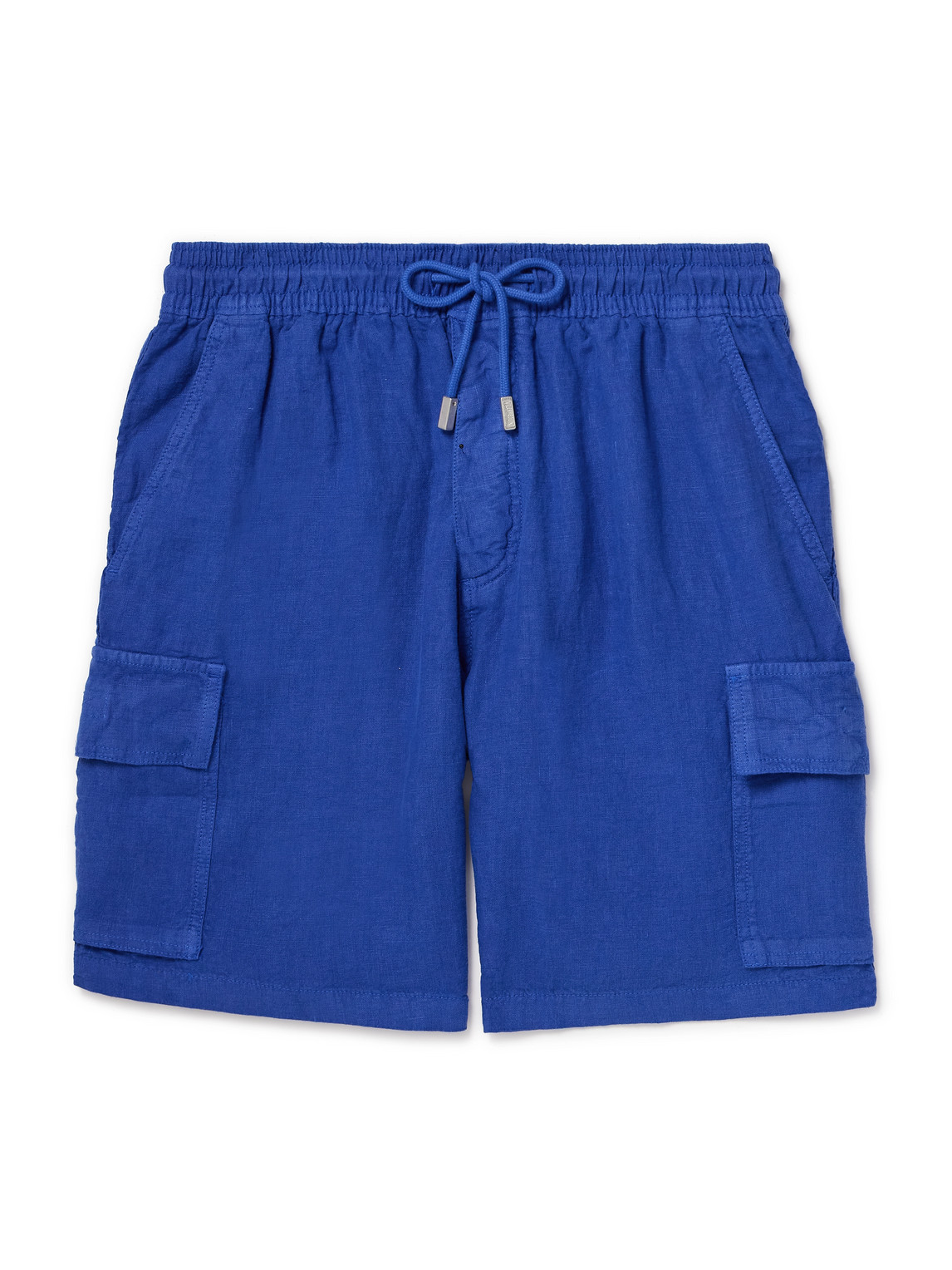 Vilebrequin Straight-leg Linen Drawstring Cargo Shorts In Black