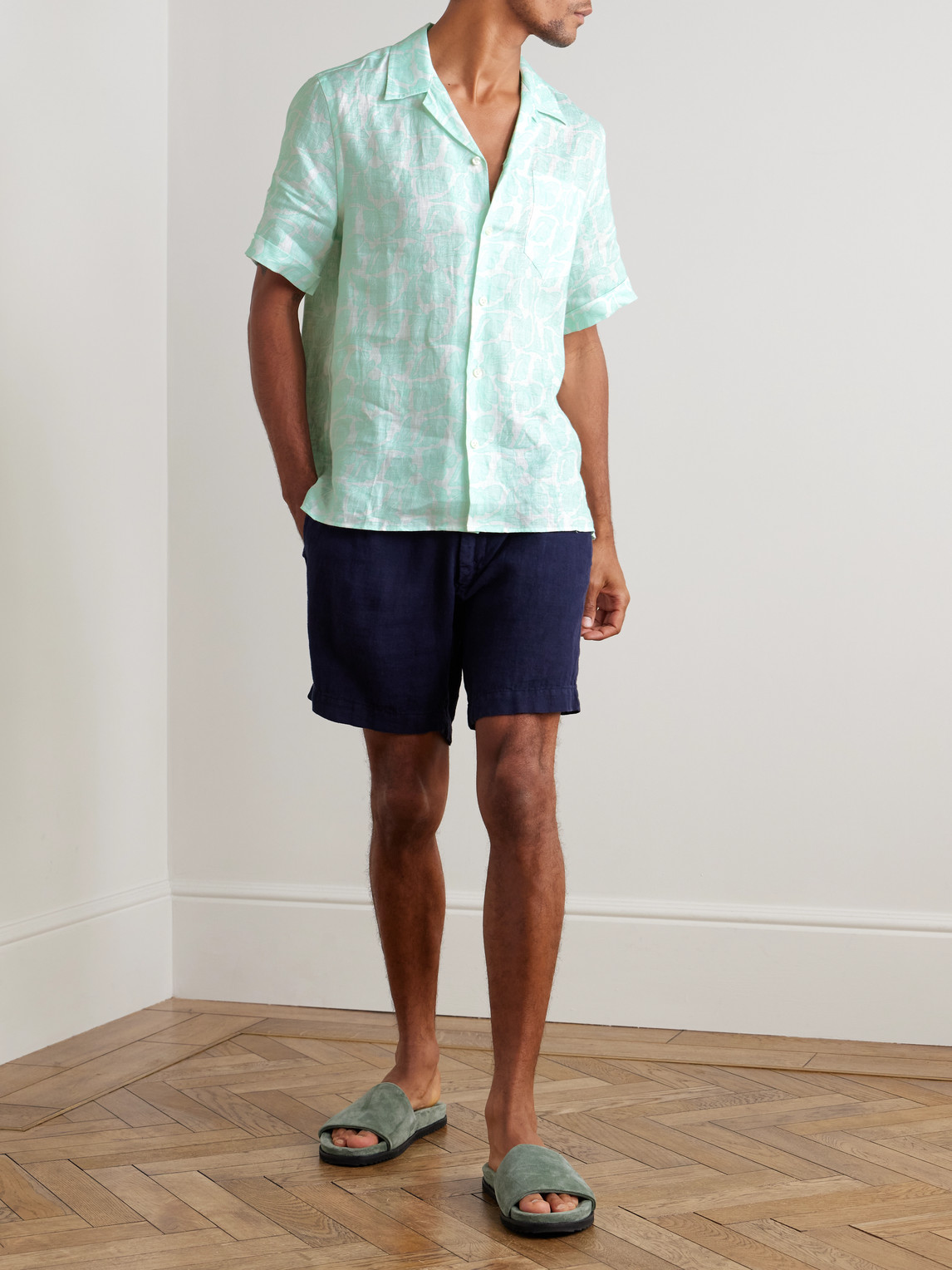 Charli Camp-Collar Floral-Print Linen