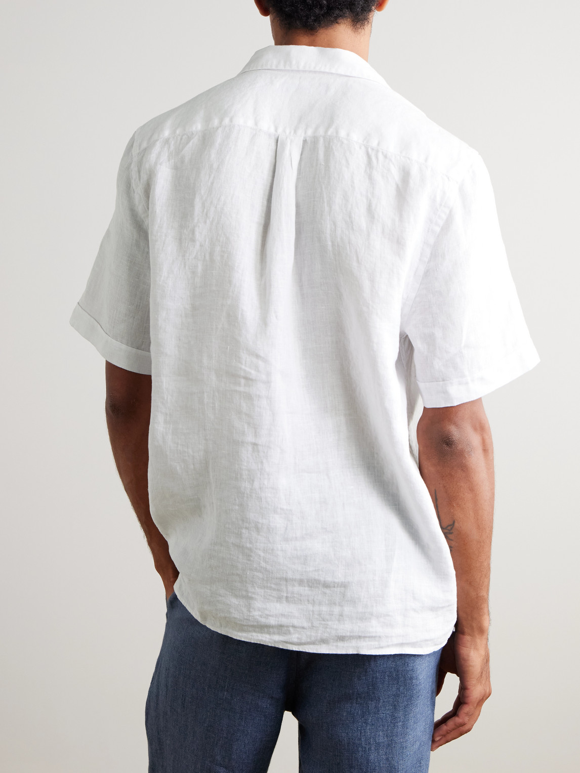 Charli Convertible-Collar Linen Shirt