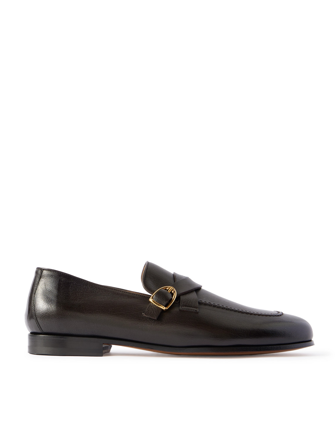 Tom Ford Gigi Buckled Full-grain Leather Loafers In Brown
