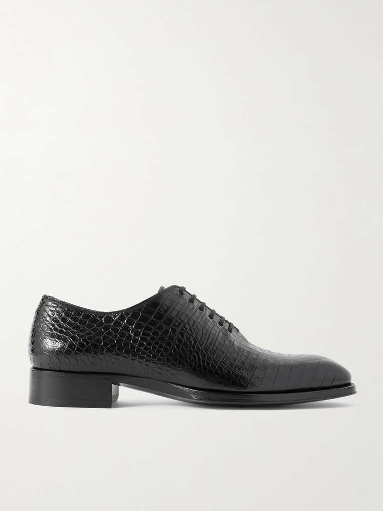 Tom Ford — Elkan Croc-Effect Leather Oxford Shoes