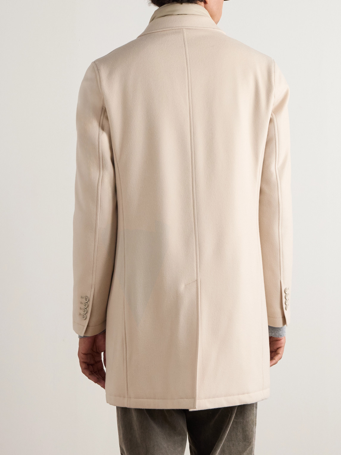 Herno Wool Coat With Detachable Shell Gilet In Neutral