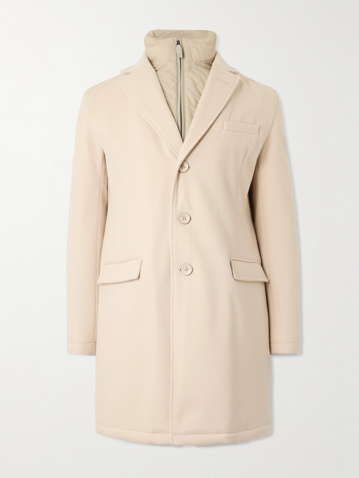 HERNO Wool Coat with Detachable Shell Gilet - Men