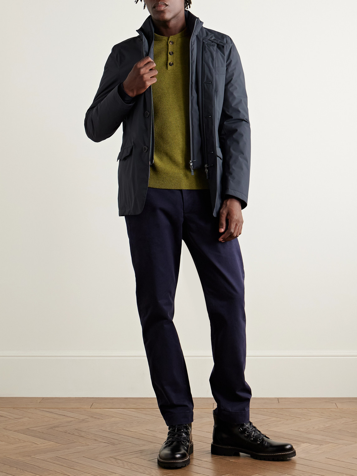 Herno High-neck Padded Jacket In Blue