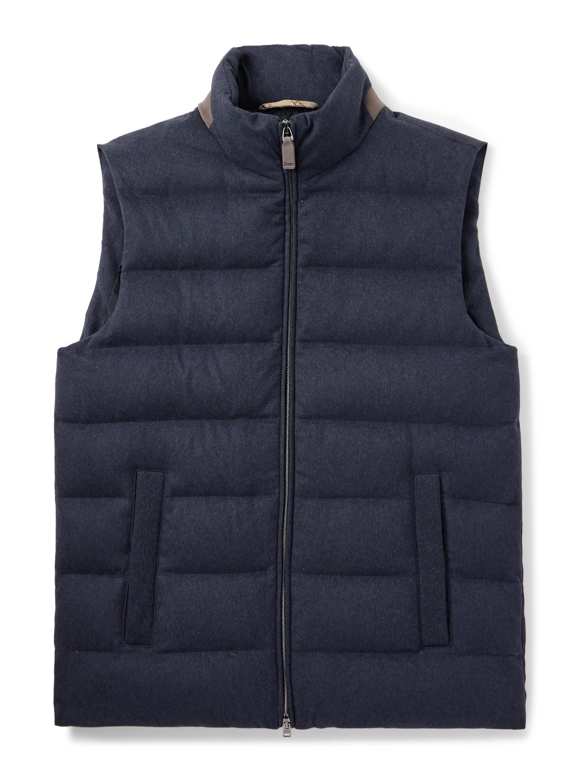 Suede-Trimmed Quilted Silk and Cashmere-Blend Twill Down Gilet
