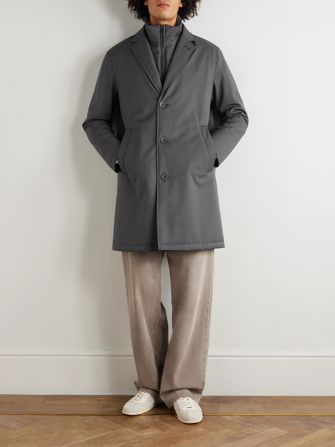 Herno Shell Coat With Detachable Gilet In Gray