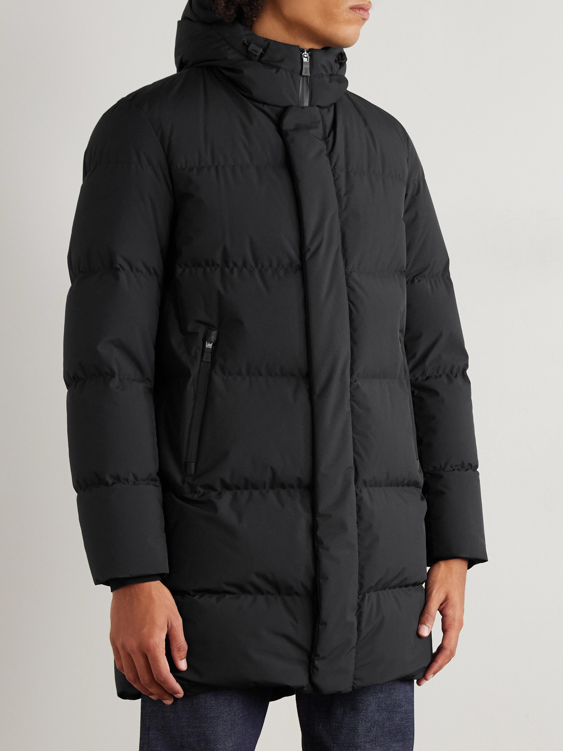 Herno Slim-fit Quilted Shell Hooded Down Parka In Black