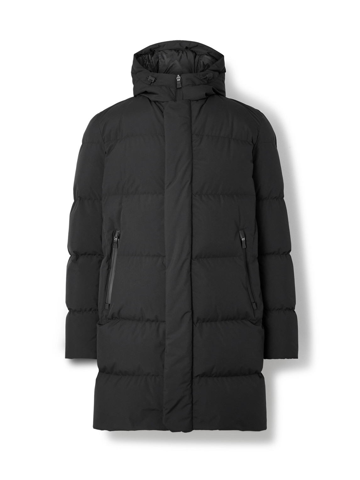 Herno Slim-fit Quilted Shell Hooded Down Parka In Black