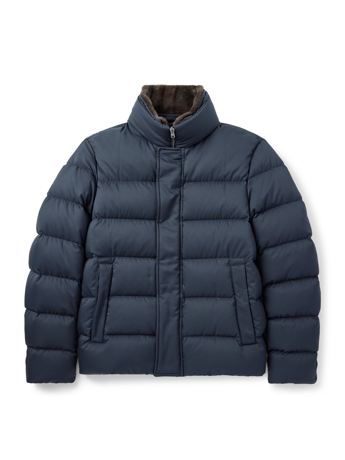 Plush-Trimmed Quilted Twill Down Jacket