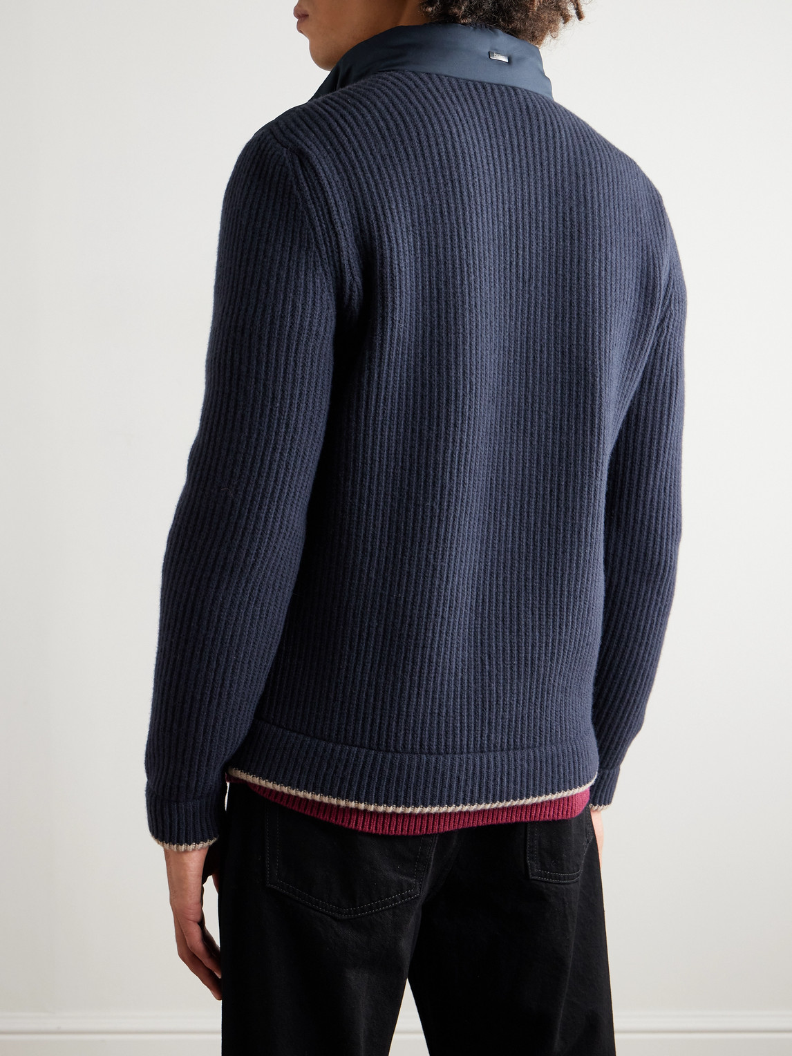 Herno Slim-fit Wool And Quilted Shell Down Jacket In Blue