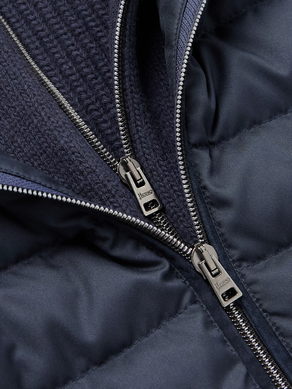 Herno Slim-fit Wool And Quilted Shell Down Jacket In Blue