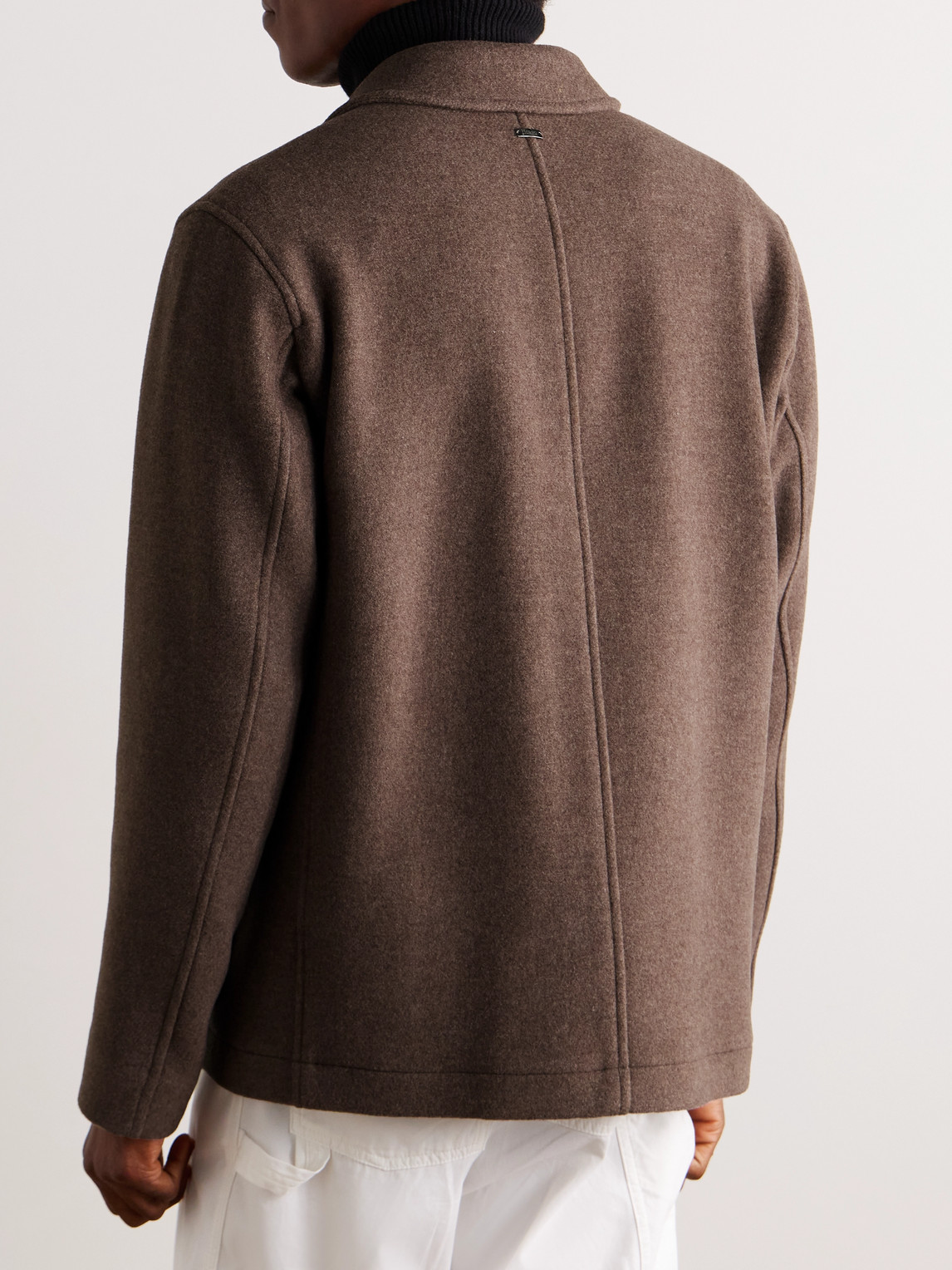 Herno Wool-blend Felt Overshirt In Brown