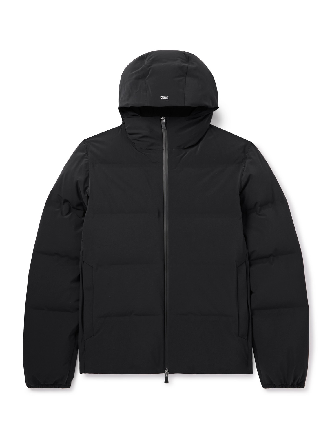 Quilted Stretch-Nylon Hooded Down Jacket