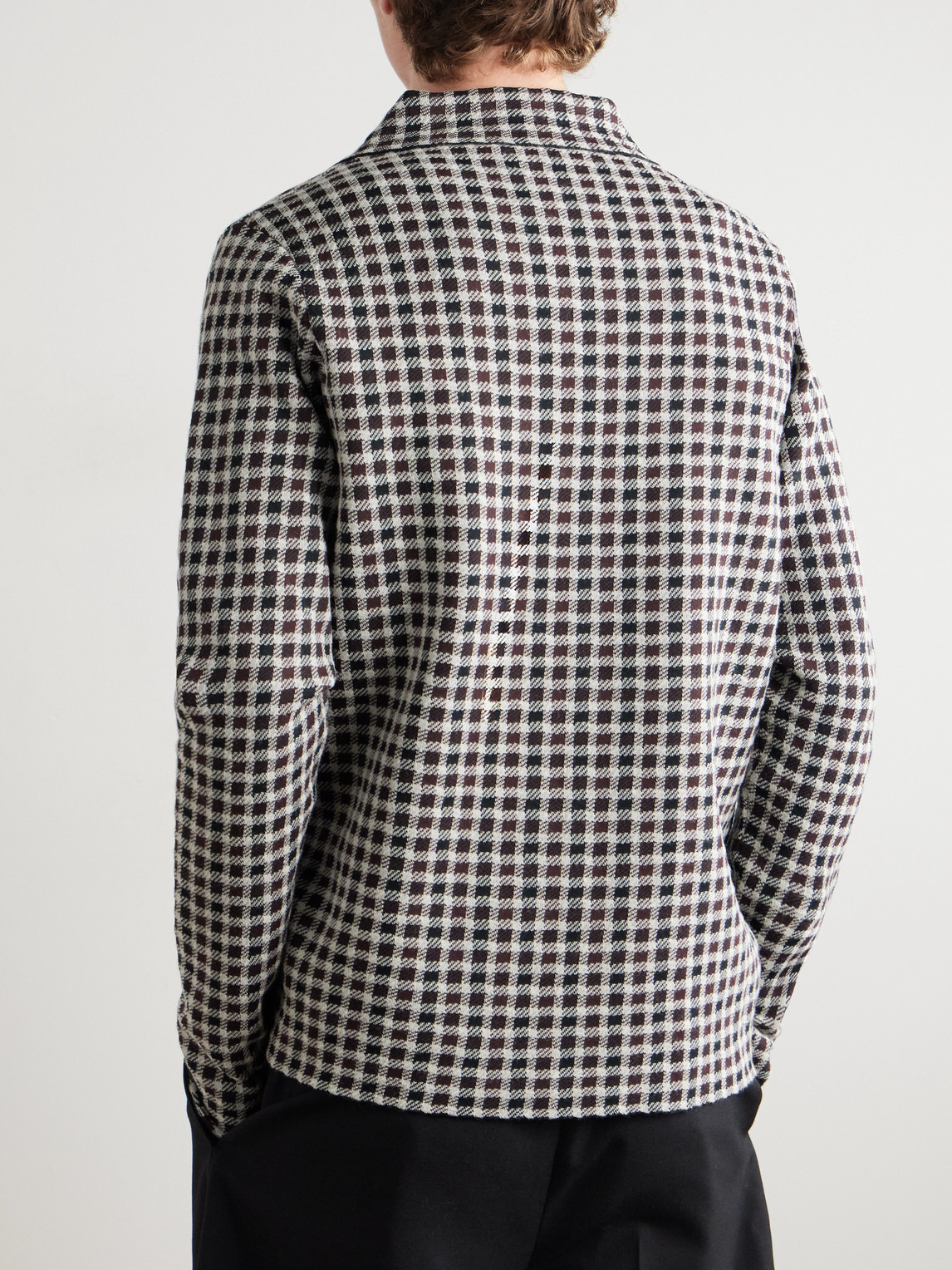 Jil Sander Mens Dark Grey Pointed-collar Check Woven Jacket In Multi