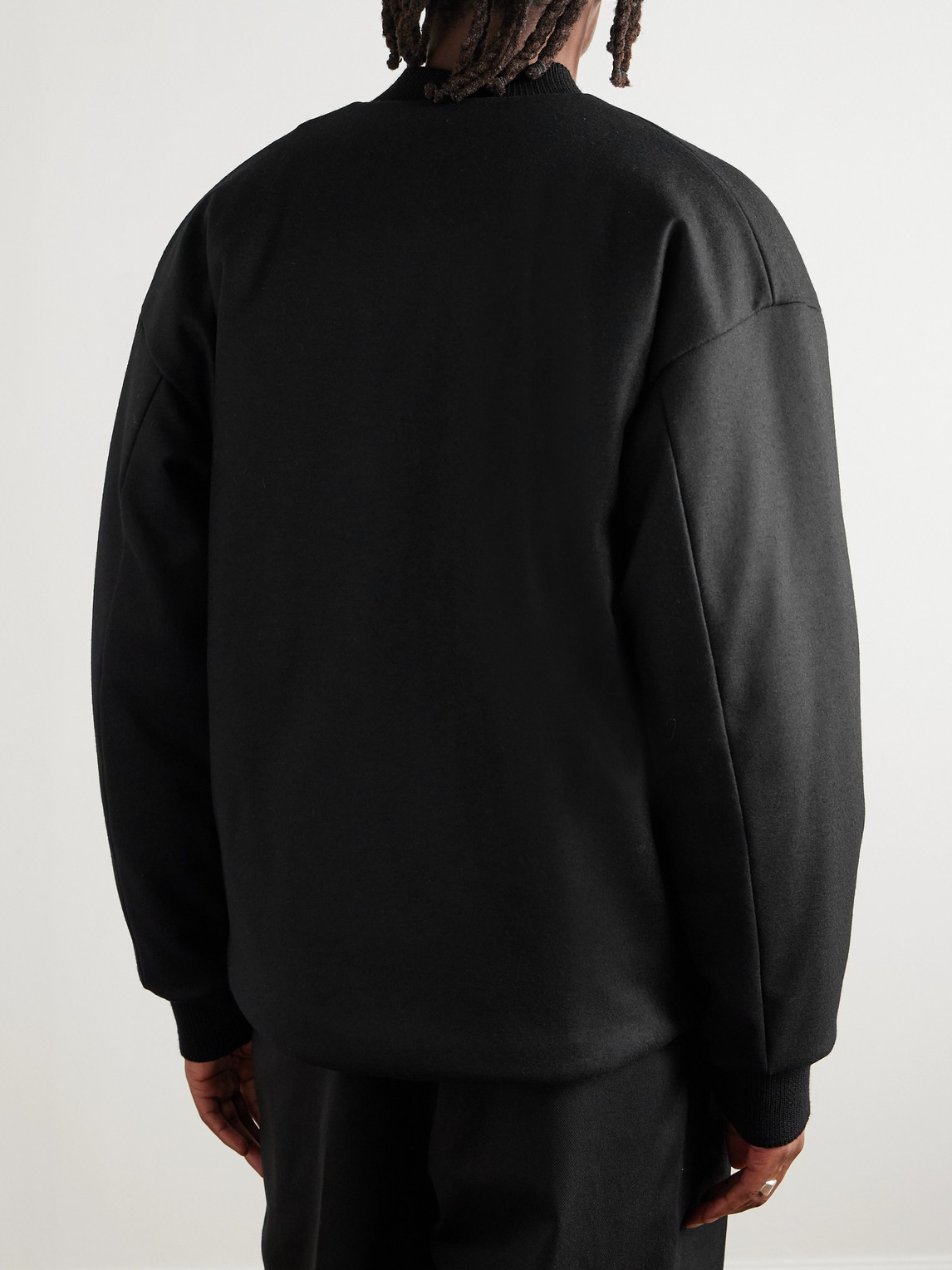 Jil Sander Padded Wool-felt Bomber Jacket In Black