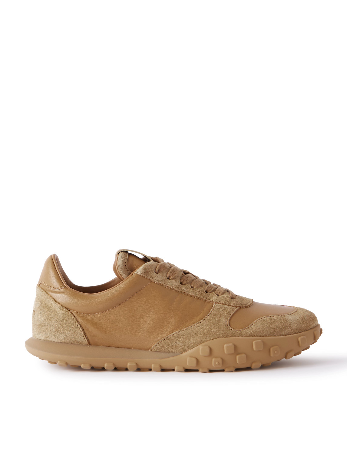 Jil Sander Moon Suede-trimmed Leather Sneakers In Neutral