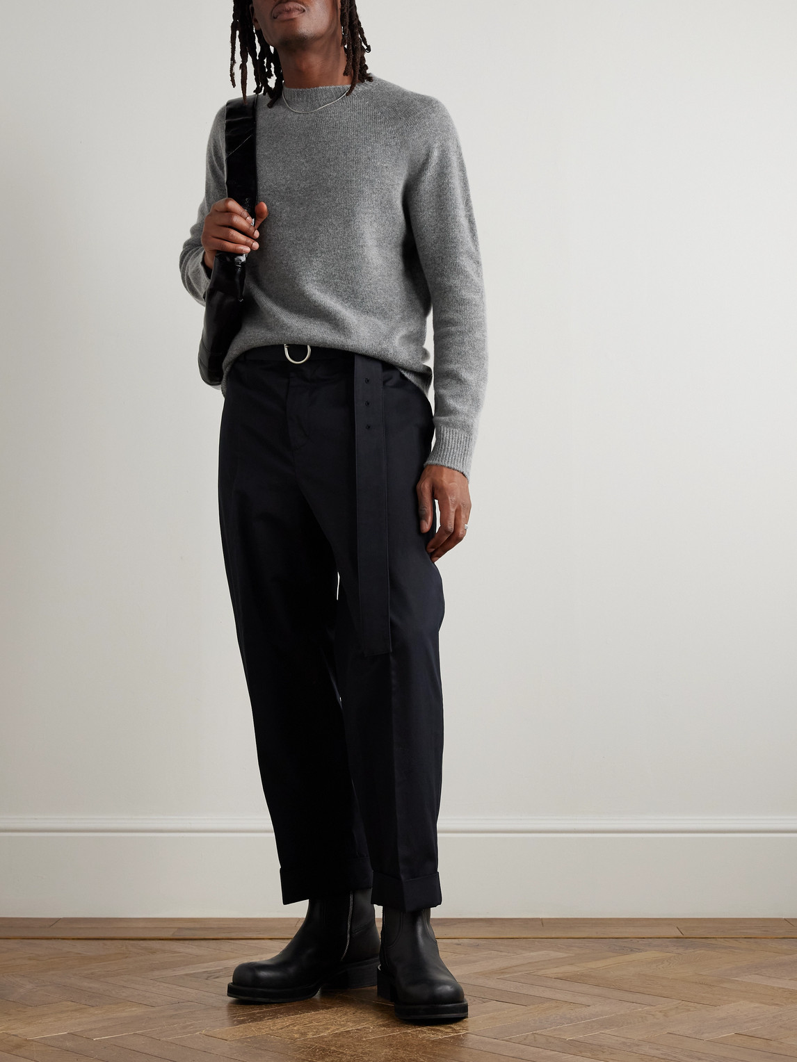Jil Sander Merino Wool And Cashmere-blend Sweater In Gray