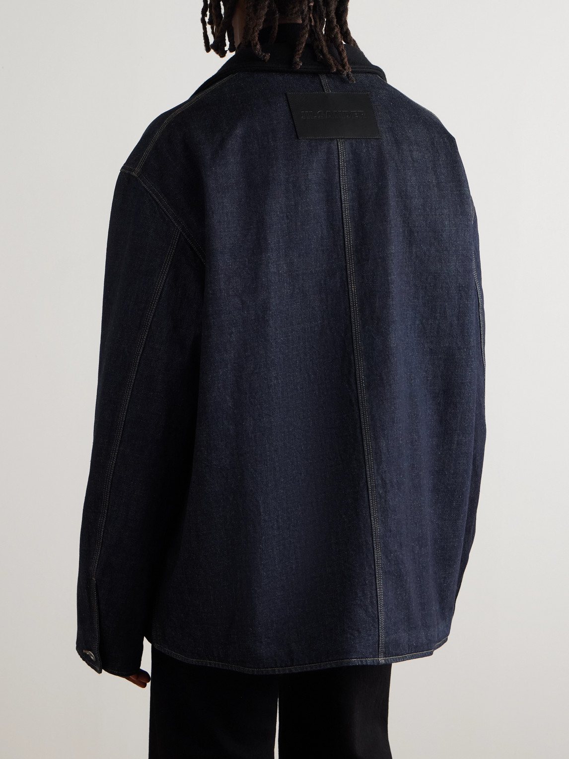 Jil Sander Oversized Wool Felt-trimmed Denim Jacket In Black